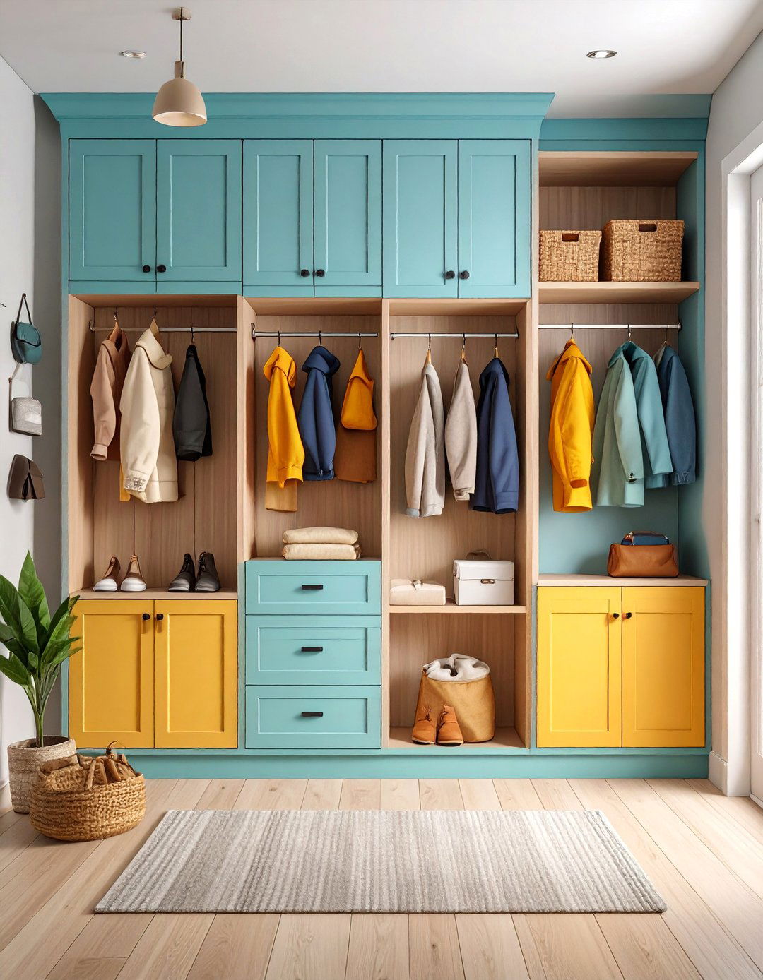 Shaker Style Paneling with Integrated Storage - 25 Half Wall Paneling Ideas