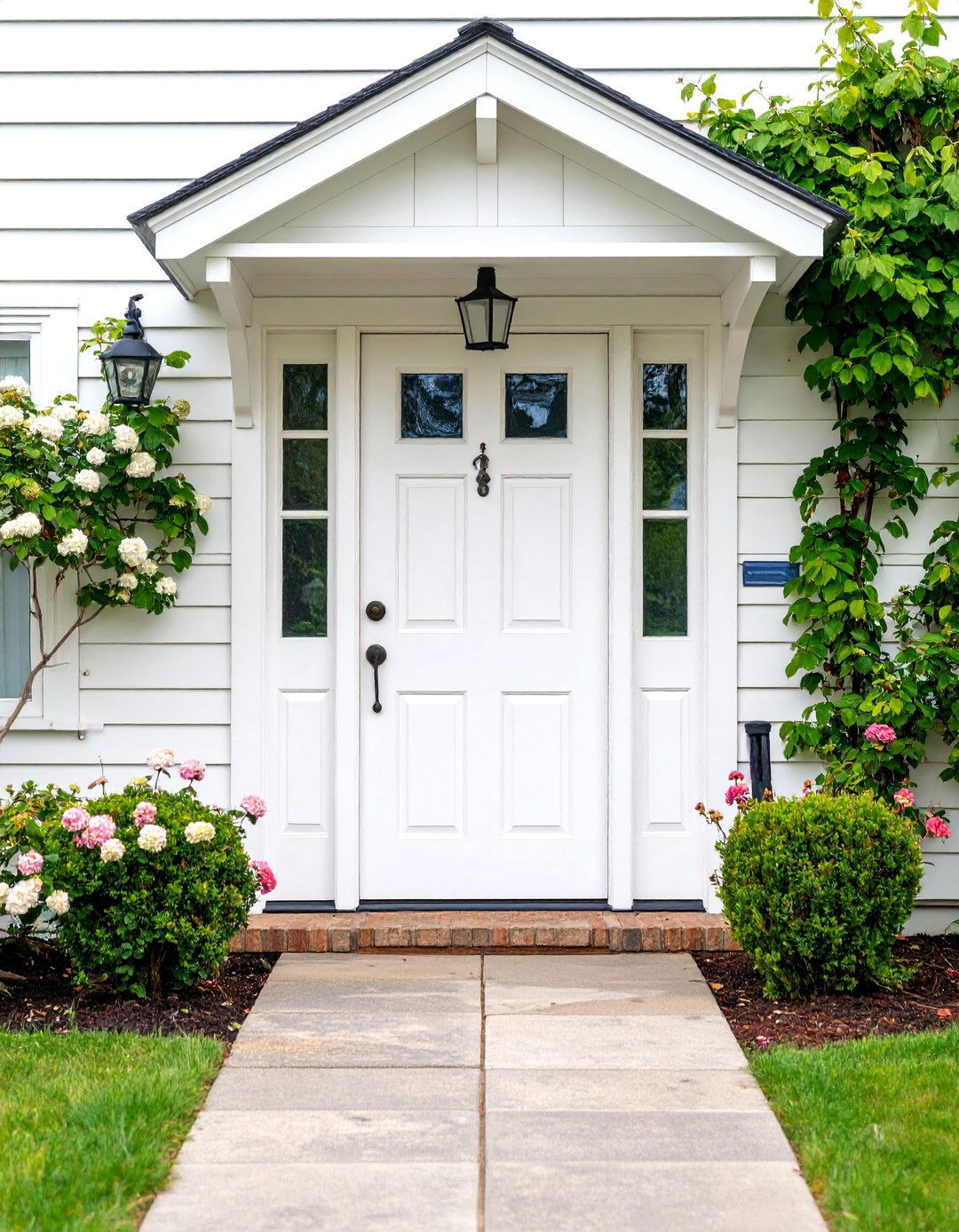 Shaker Style White Front Door with Simple Panels - 25 White Front Door Ideas