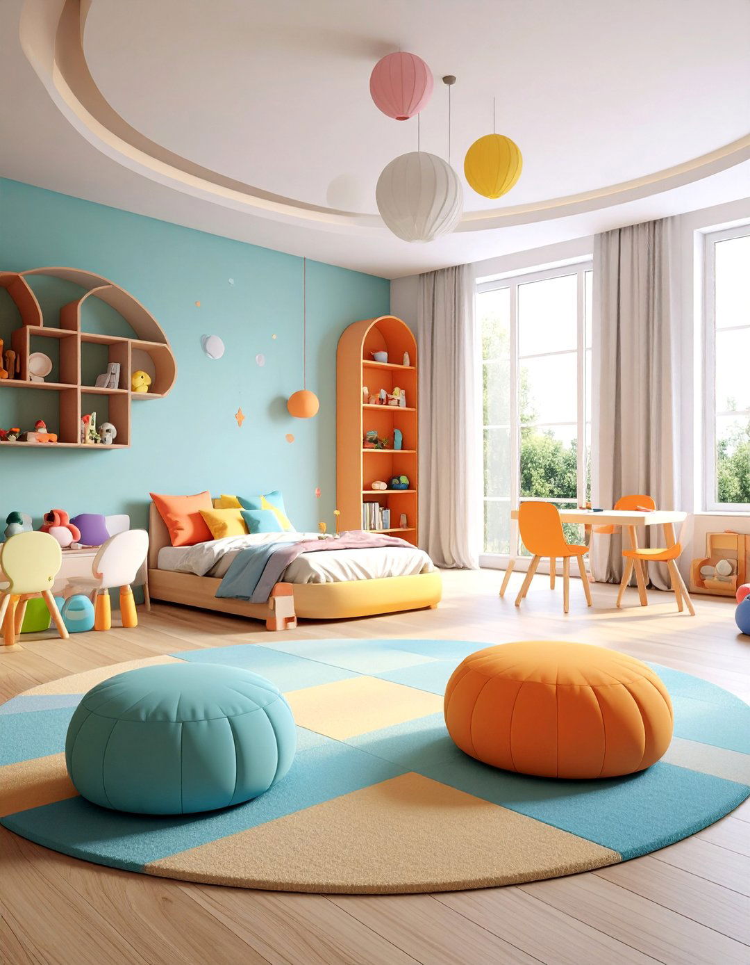 Shared Room with Play Area Zone - 25 Shared Kids' Room Design Ideas