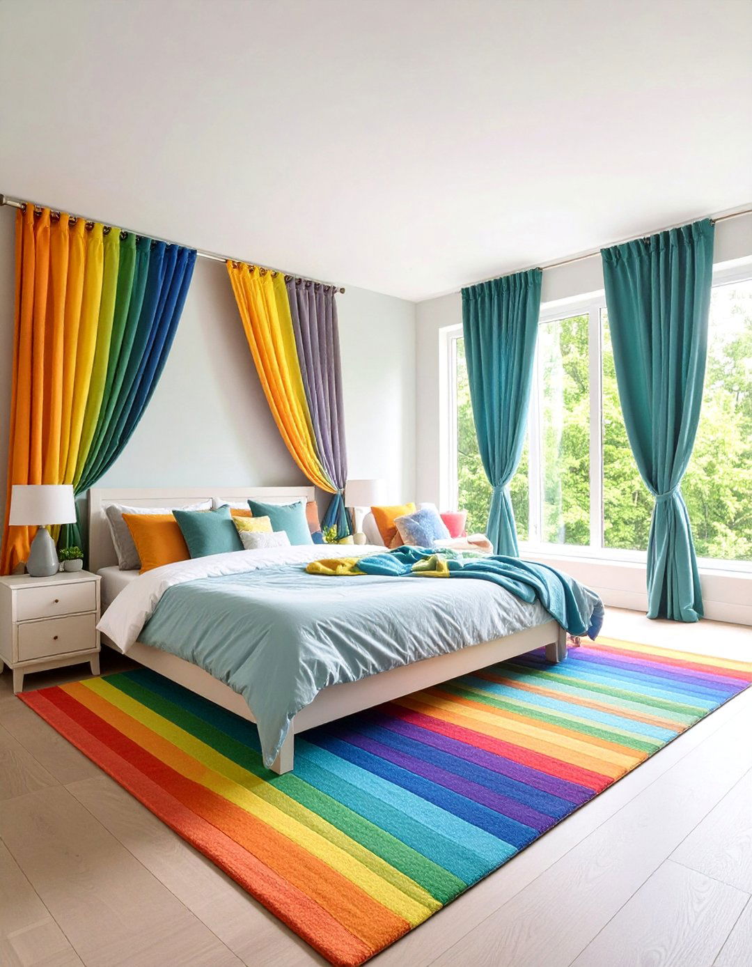 Shared Siblings Rainbow Bedroom Zoning - 25 Rainbow Bedroom Ideas