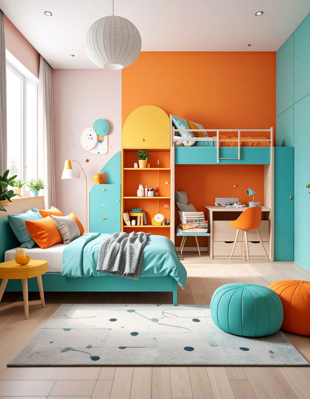 Shared Student Bedroom with Coordinated Individual Spaces - 25 Student Bedroom Design Ideas