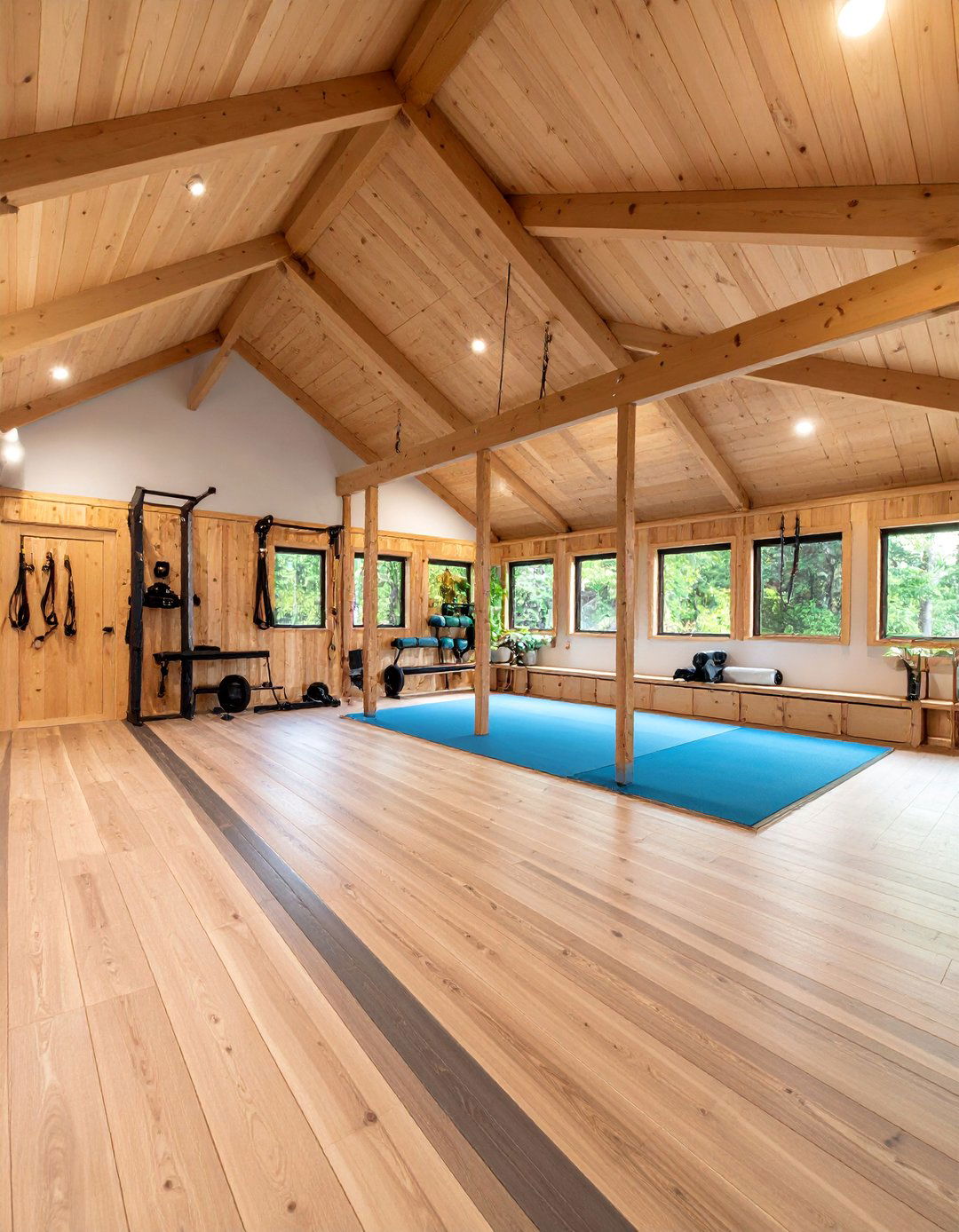 Shed Conversion Gym with Custom Storage - 25 Small Home Gym Ideas