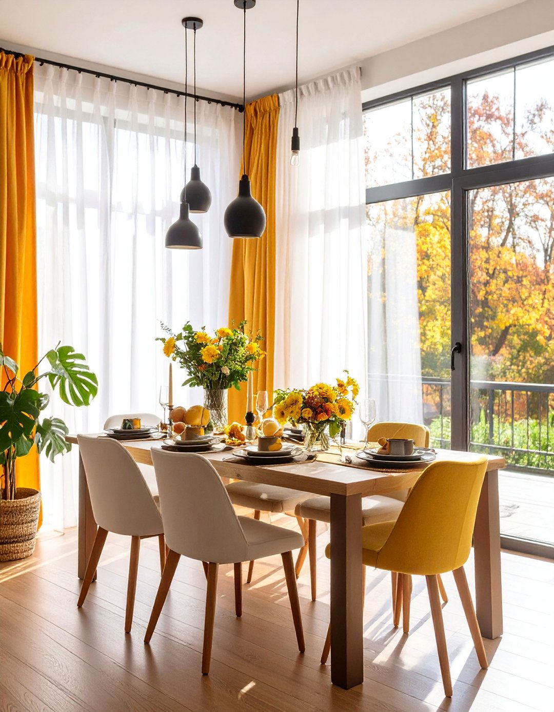 Sheer White Floor to Ceiling Dining Room Curtain Elegance - 25 Dining Room Curtain Ideas