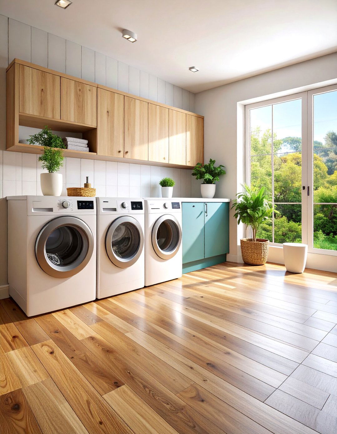 Sheet Vinyl with Seamless Installation - 25 Laundry Room Floor Ideas