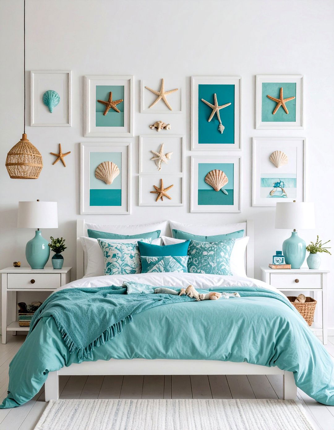 Shell and Starfish Wall Gallery - 25 Mermaid Bedroom Ideas