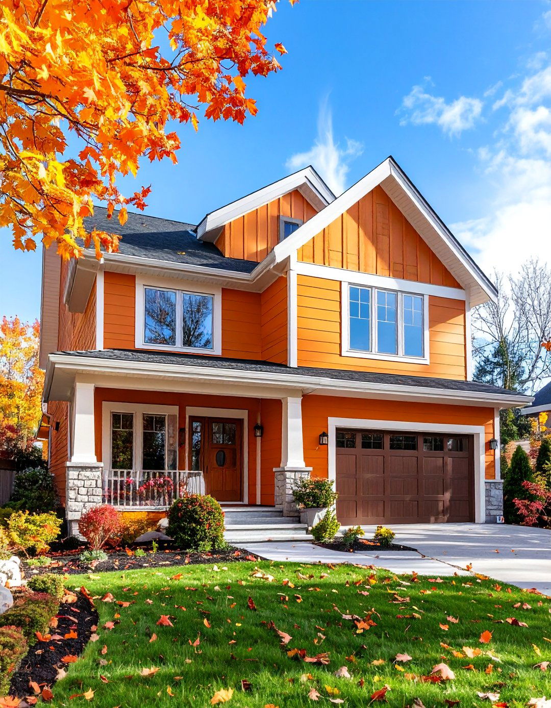 Sherbet Orange Mixed Siding Contemporary - 25 Orange House Exterior Ideas
