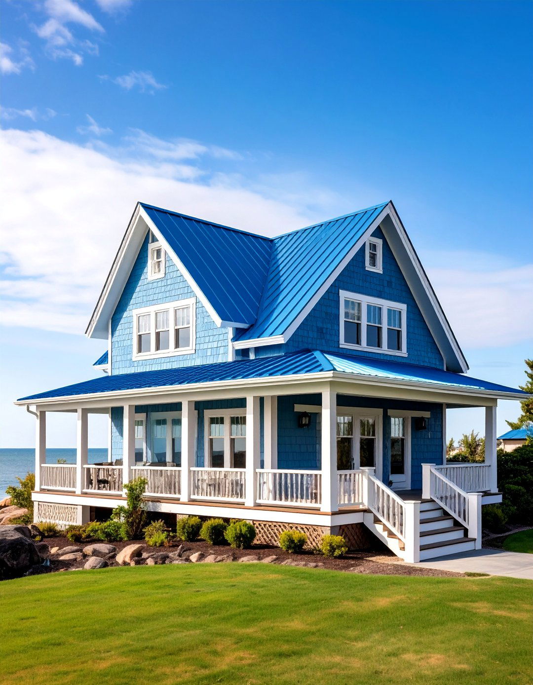 Shingle Style Blue Metal Roof Coastal Residence - 25 houses with blue metal roofs