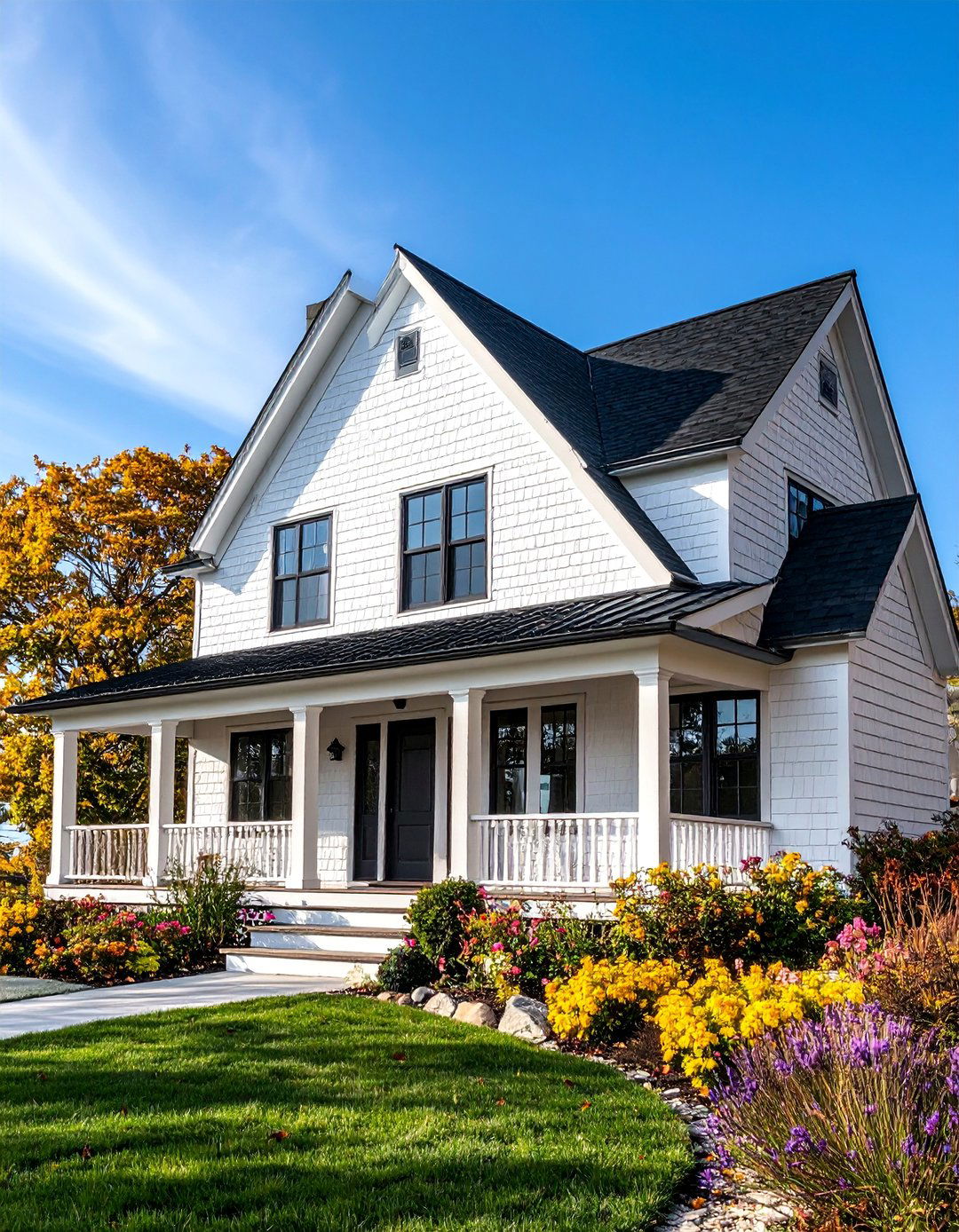 Shingle Style with Black Roofing - 25 Black and White House Exterior Ideas