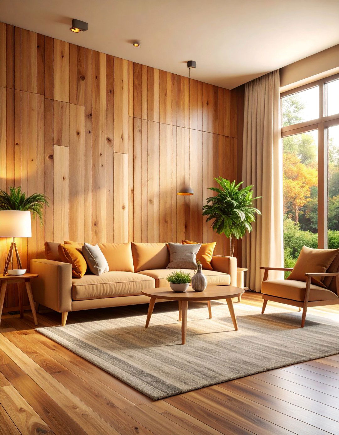 Shiplap Accent Wall with Natural Wood Finish - 25 Farmhouse Wall Decor Ideas