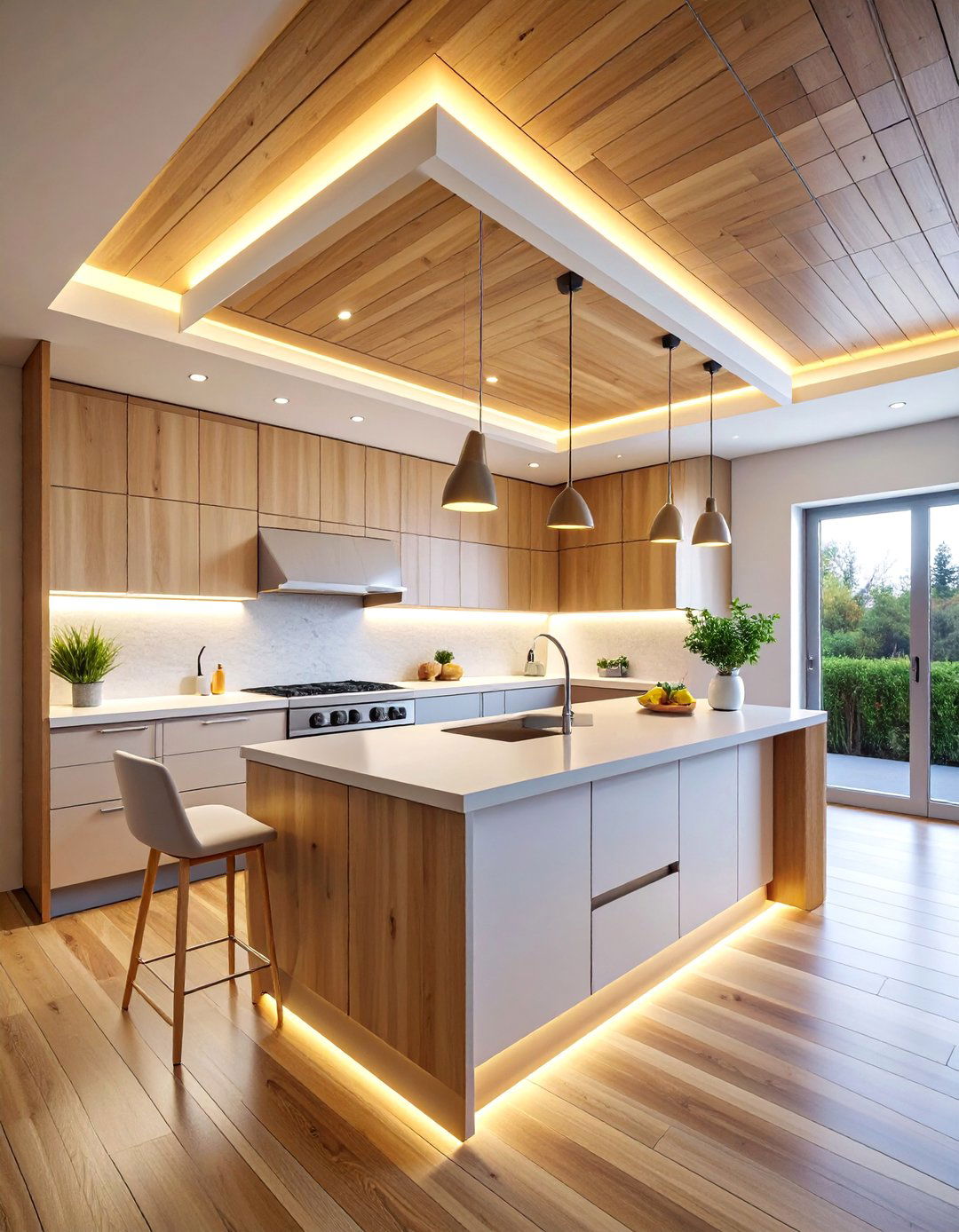 Shiplap Ceiling with Integrated LED Lighting - 25 Shiplap Ceiling Ideas