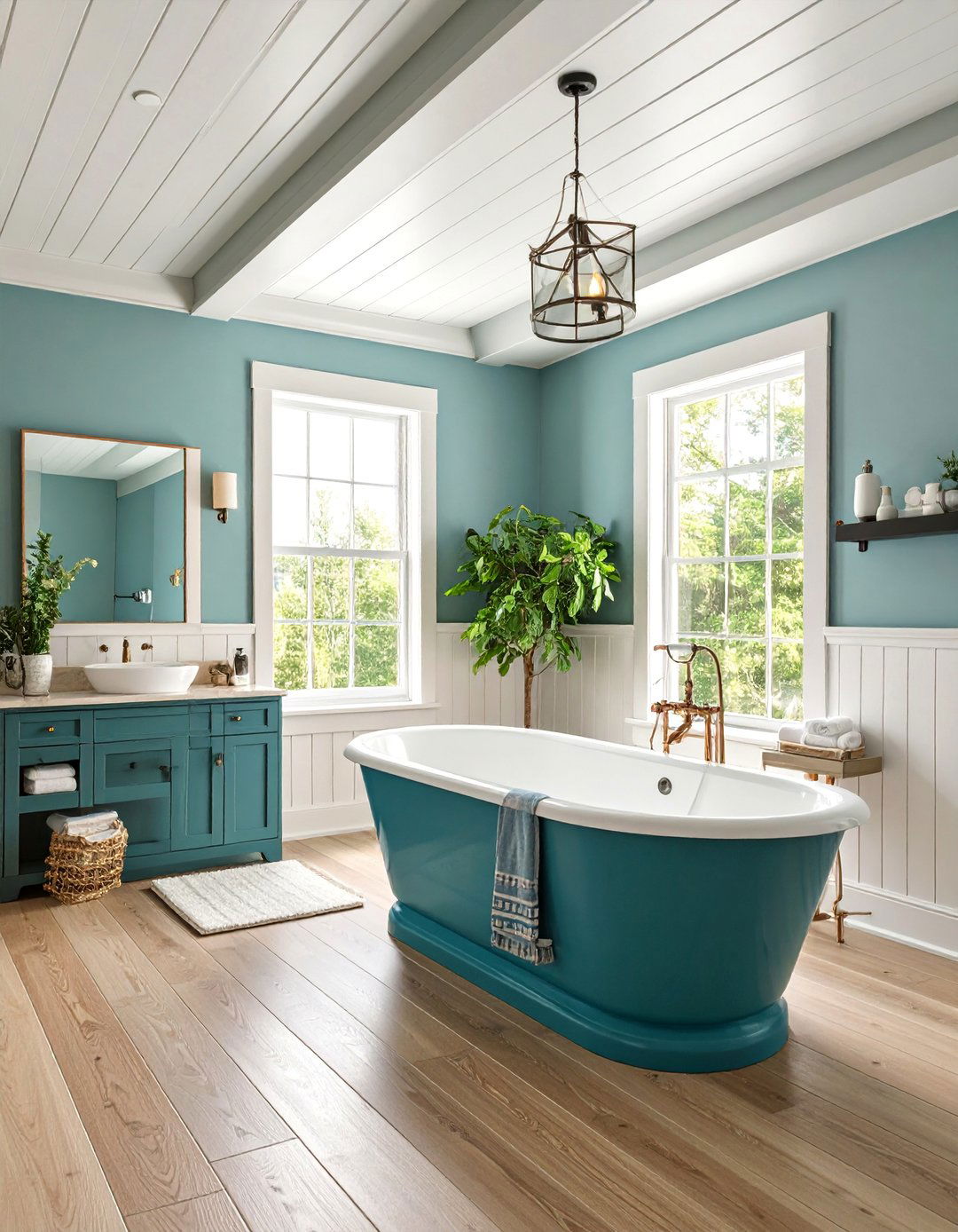 Shiplap Ceiling with Wainscoting Coordination - 25 Shiplap Ceiling Ideas