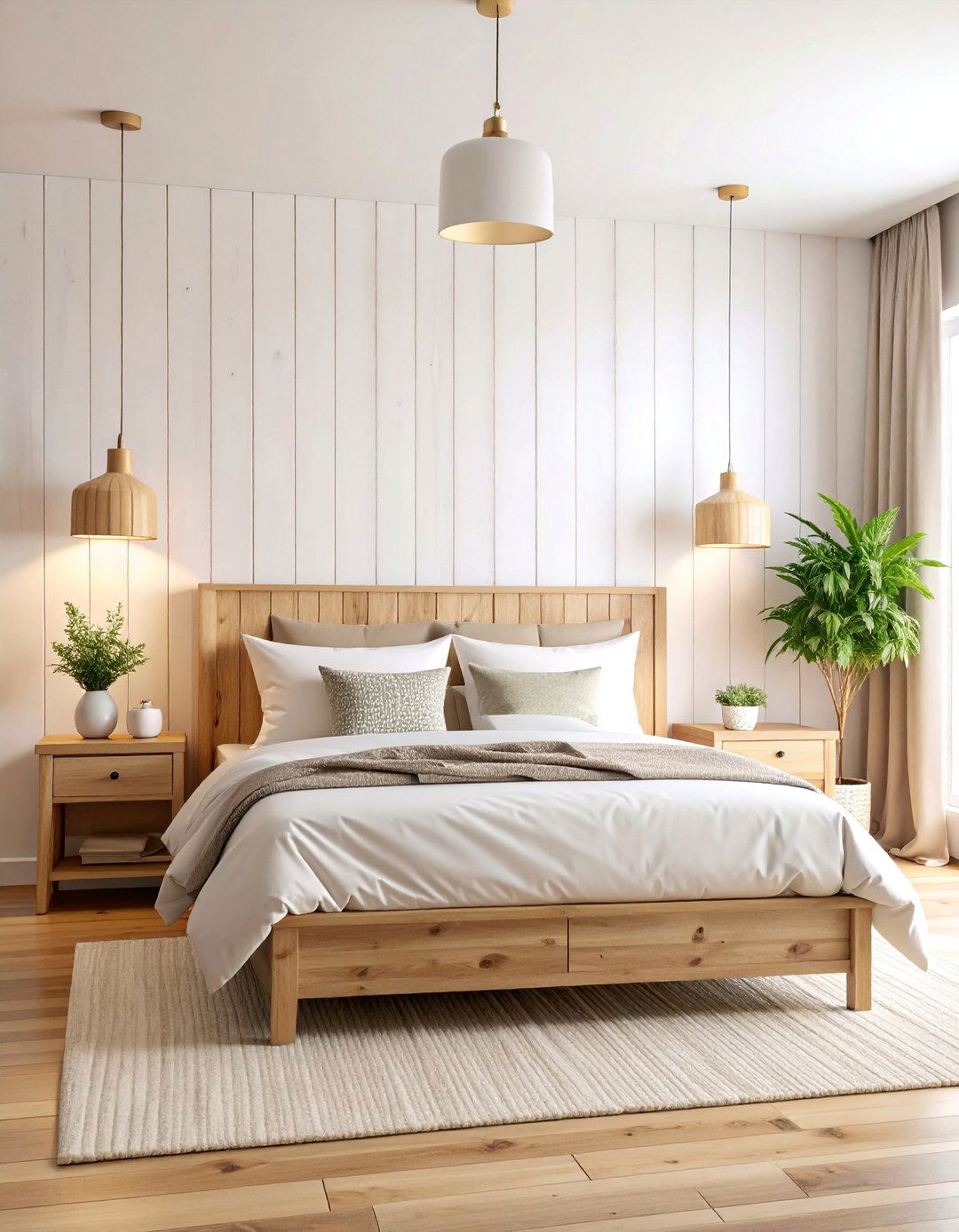 Shiplap Feature Walls with Natural Wood Accents - 25 Farmhouse Decor Ideas