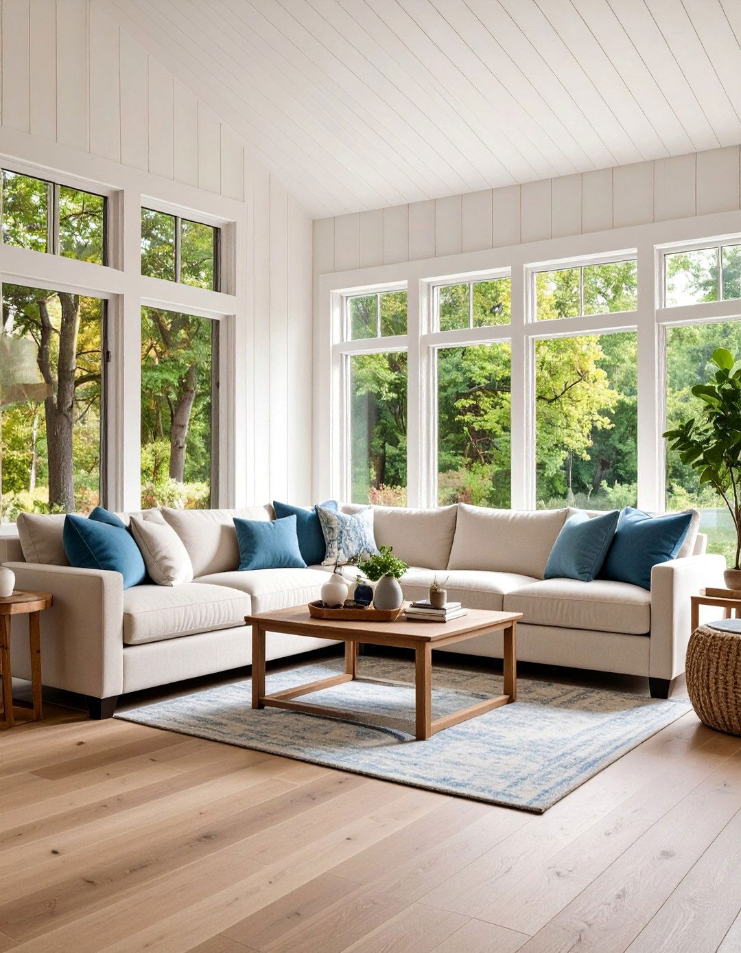 Shiplap Integration Window Trim with Horizontal Lines - 25 Farmhouse Interior Window Trim Ideas