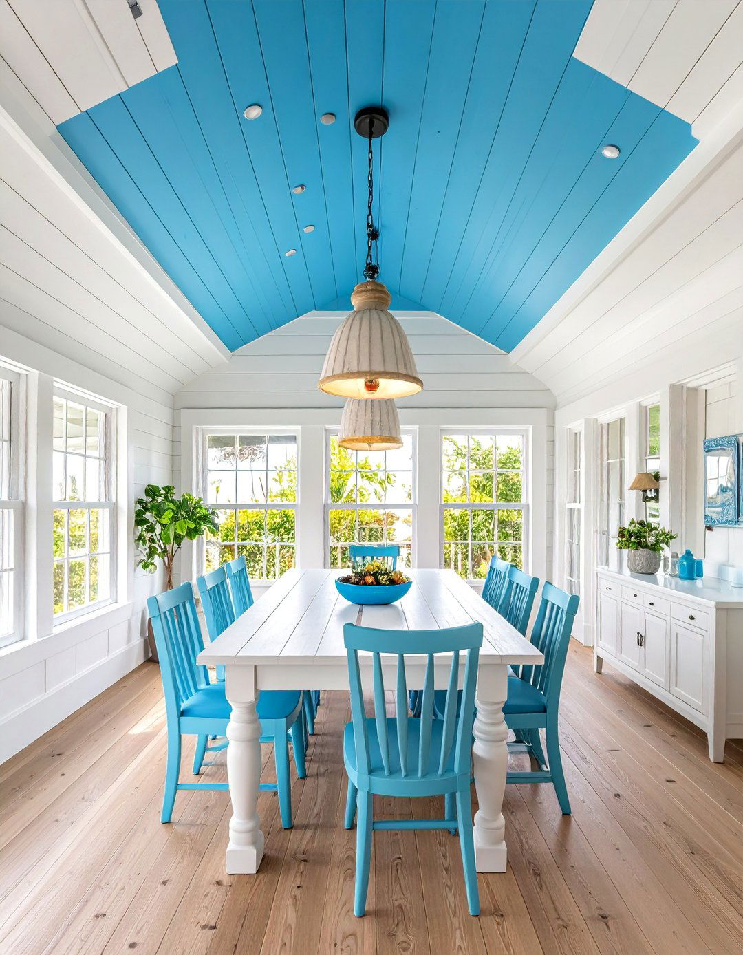 Shiplap Reverse Tray Ceiling with Coastal Blue Paint - 25 Reverse Tray Ceiling Ideas