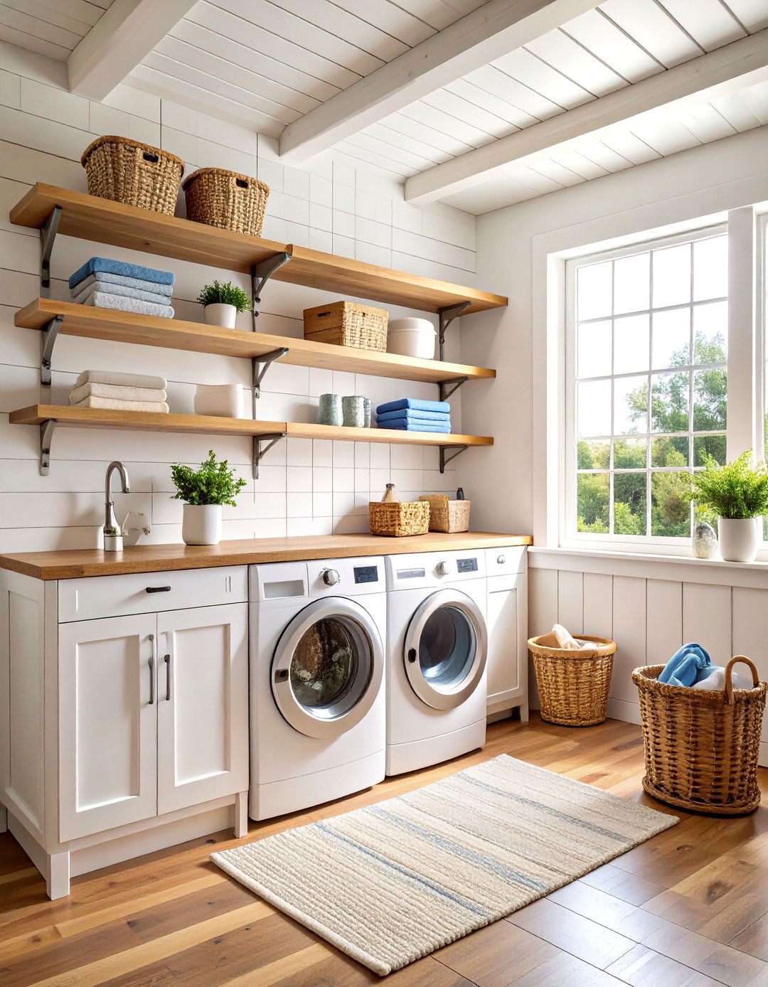 Shiplap Wall Rustic Laundry Room - 25 Rustic Laundry Room Ideas