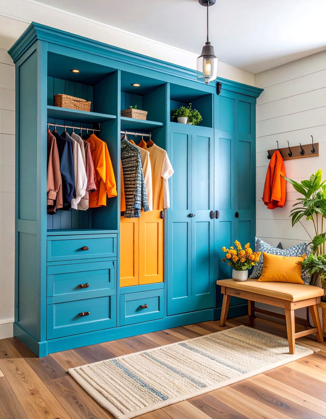 Shiplap with Integrated Coat Closet - 25 Shiplap Wall Entryway Ideas