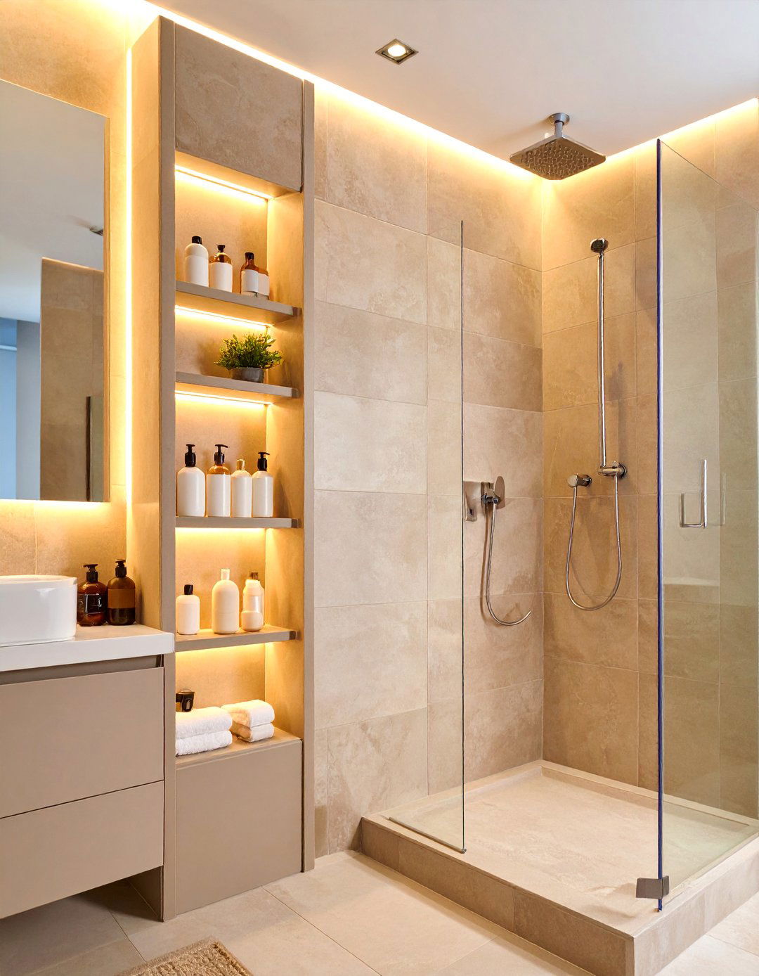 Shower Niche with Waterproof Built In Shelving - 25 Bathroom Wall Storage Ideas