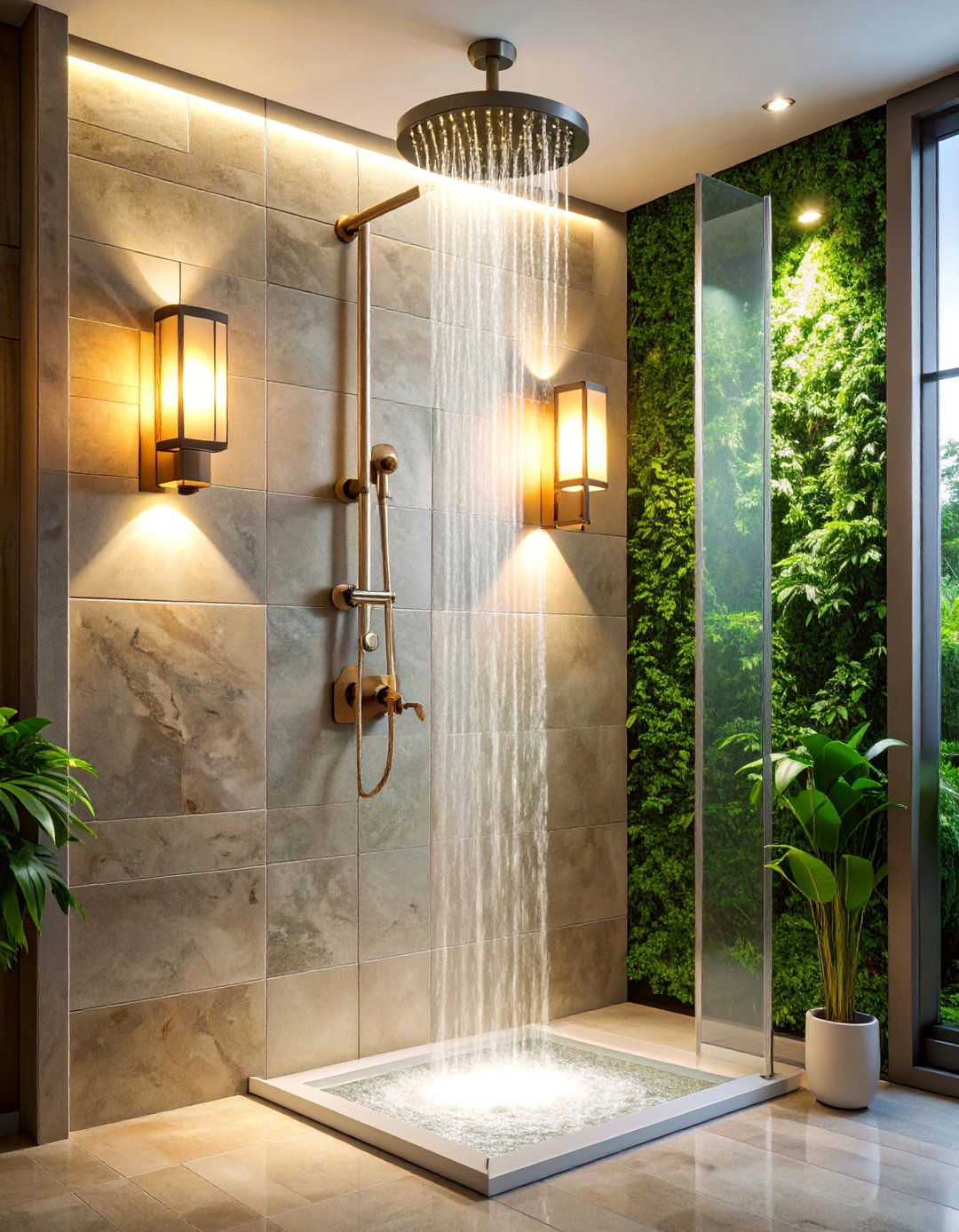 Shower Wall Sconce Accent System - 25 Shower Lighting Ideas