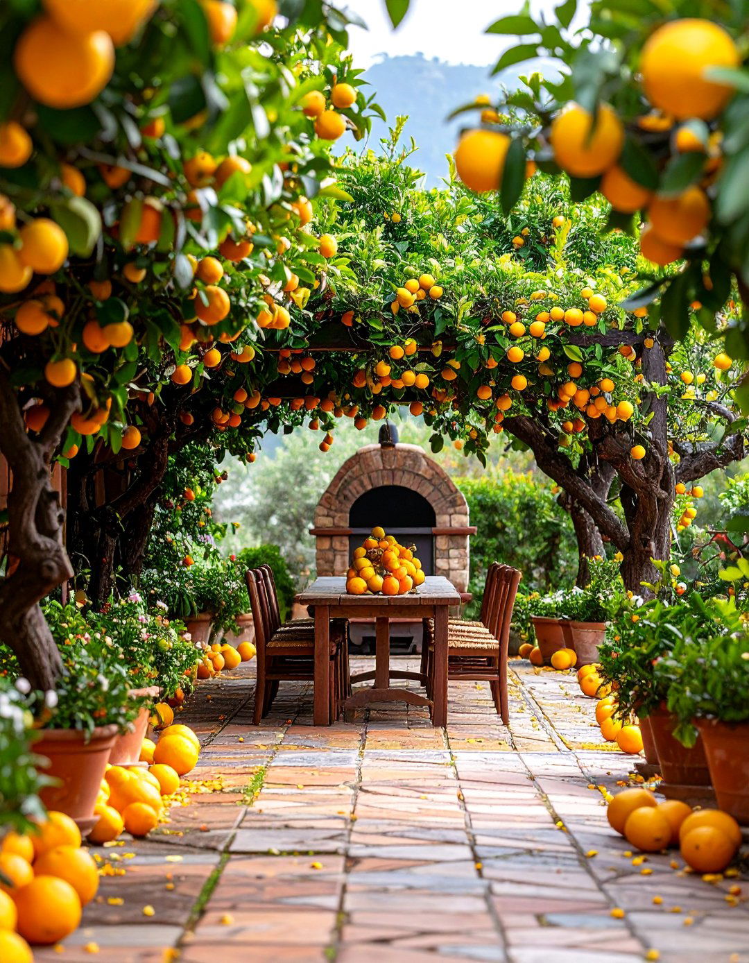 Sicilian Citrus Grove Dining Terrace - 25 Mediterranean Patio Ideas