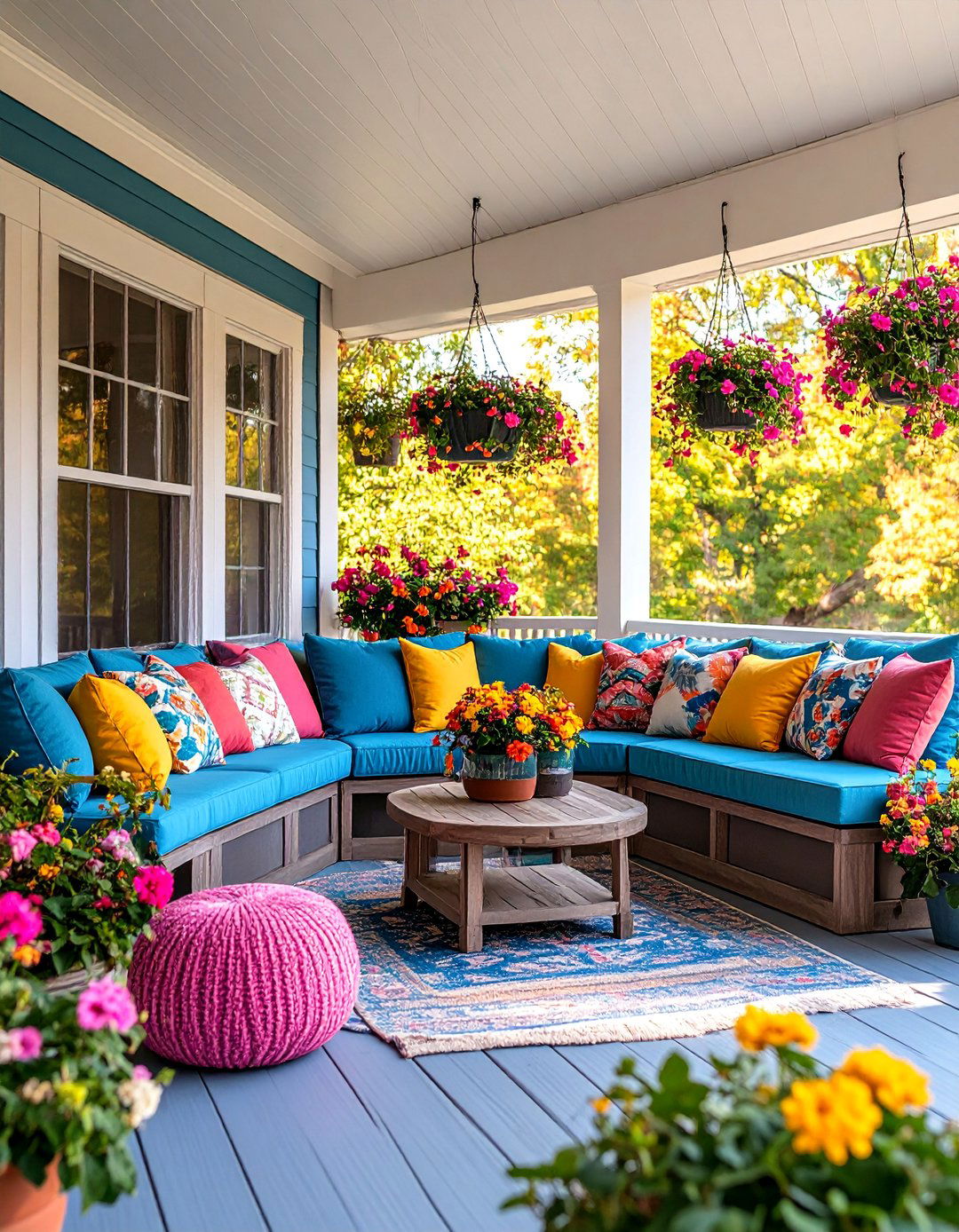 Side Porch with Built In Seating and Storage - 25 Side Porch Ideas