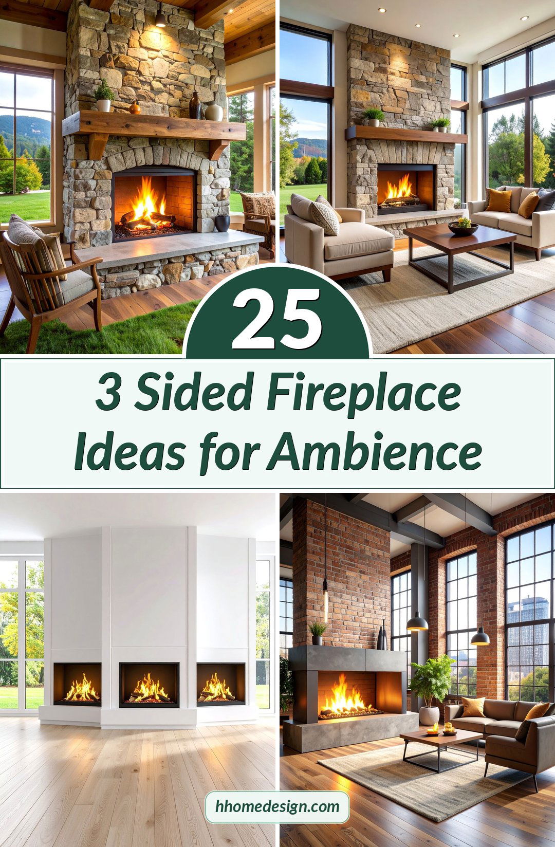 25 3 Sided Fireplace Ideas for Ambience