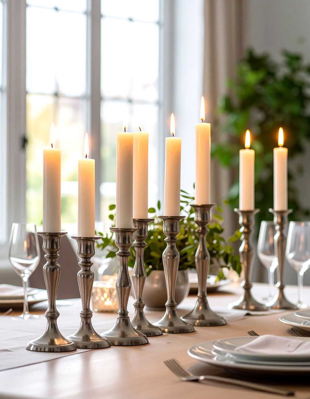 Silver Candlestick Holders Set for Romantic Dining - 25 Wedding Anniversary Gift Ideas
