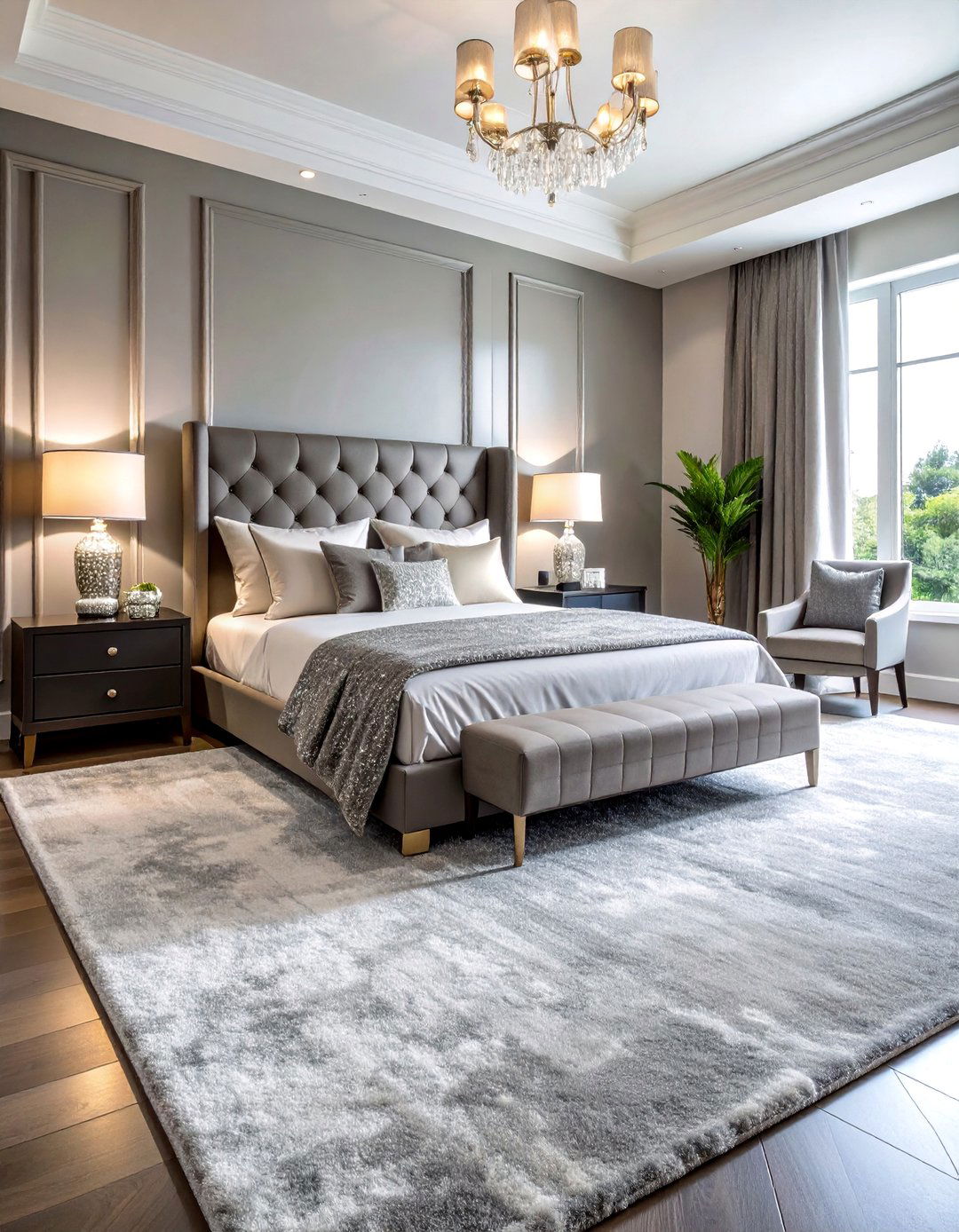 Silver Gray Metallic Look Carpet - 25 Bedroom Carpet Ideas