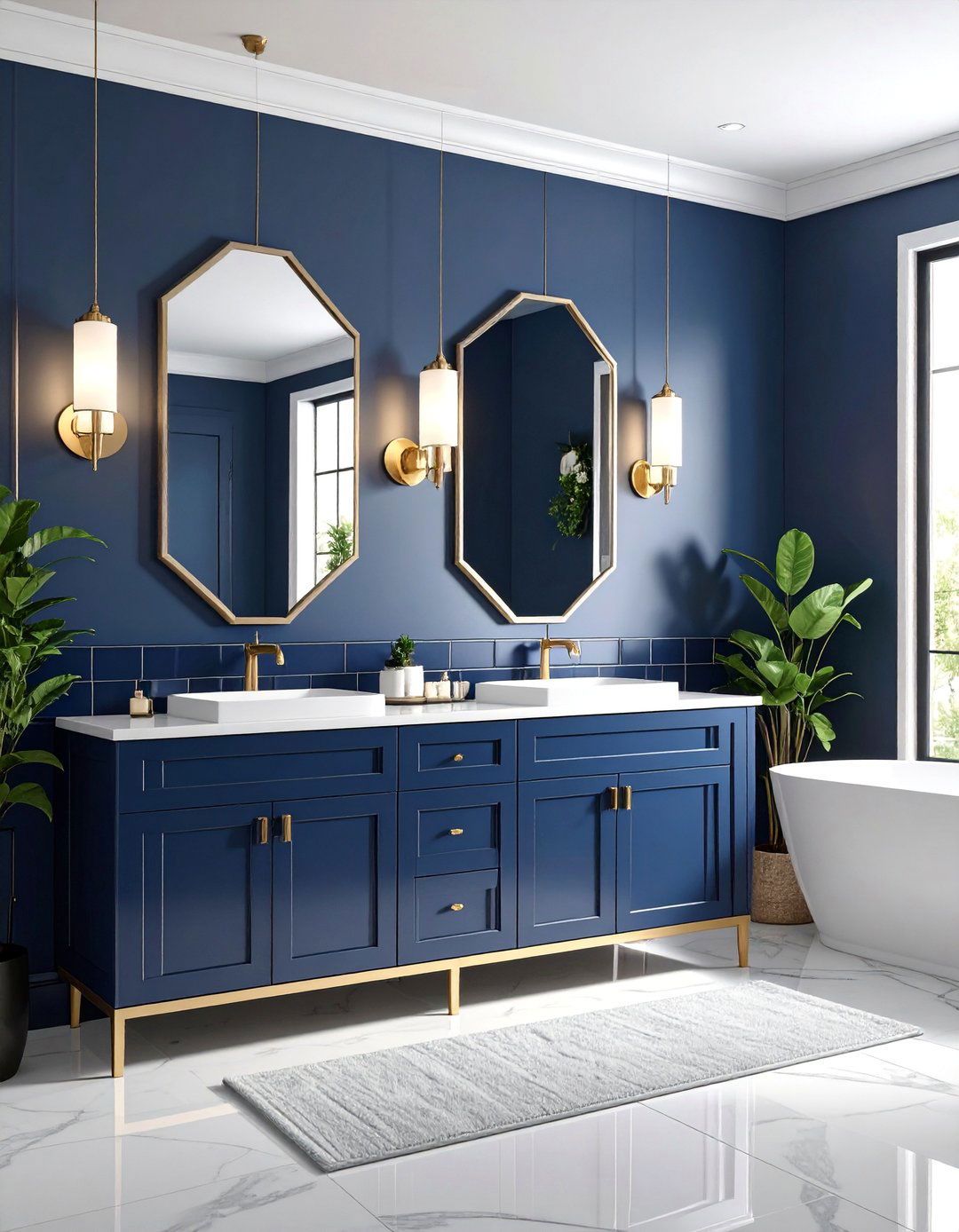 Silver and Navy Blue Art Deco Bathroom - 25 Art Deco Bathroom Ideas