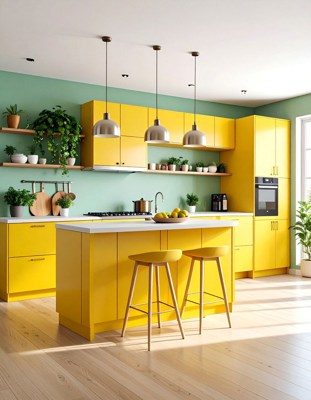 Single Wall Kitchen with Mobile Island - 25 Kitchen Layout Ideas