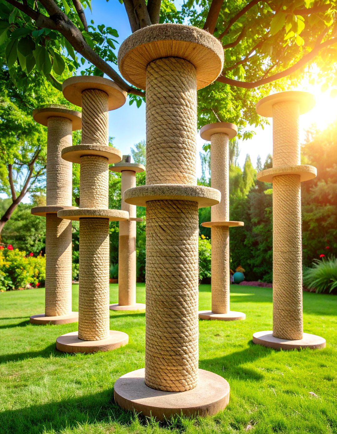 Sisal Wrapped Scratching Post Tree - 25 Outdoor Cat Tree Ideas