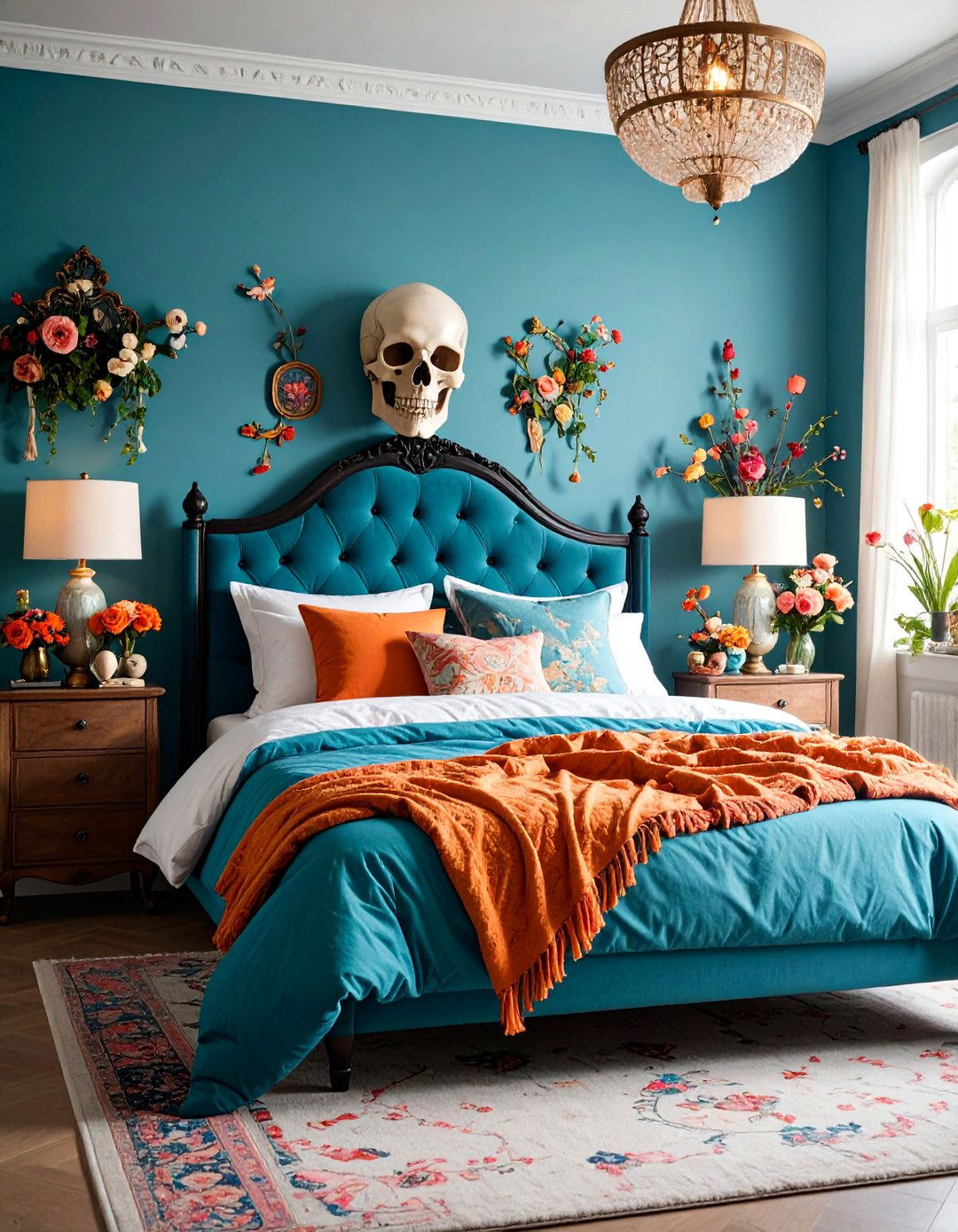 Skull Gothic Bedroom with Anatomical Art Decor - 25 Gothic Bedroom Ideas