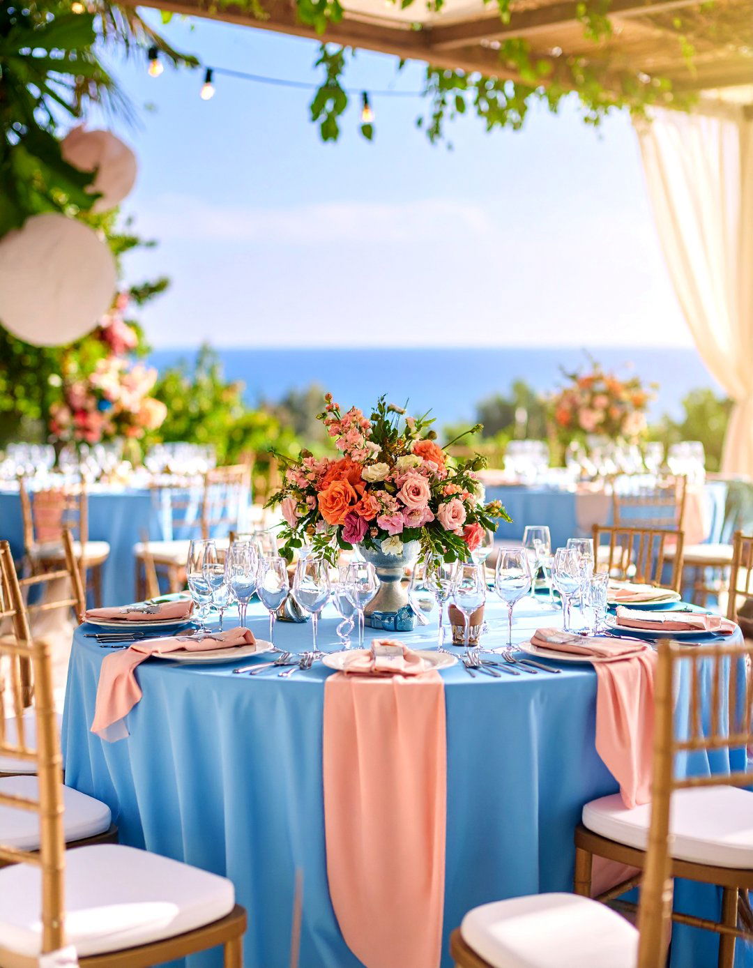 Sky Blue and Coral Summer Vibrance Theme - 25 Blue Wedding Theme Ideas