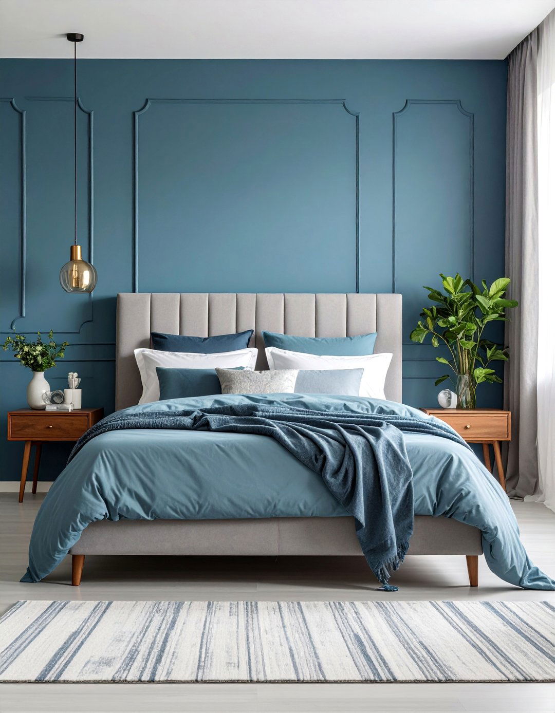 Sky Blue and Grey Sophisticated Balance - 25 Sky Blue Bedroom Ideas