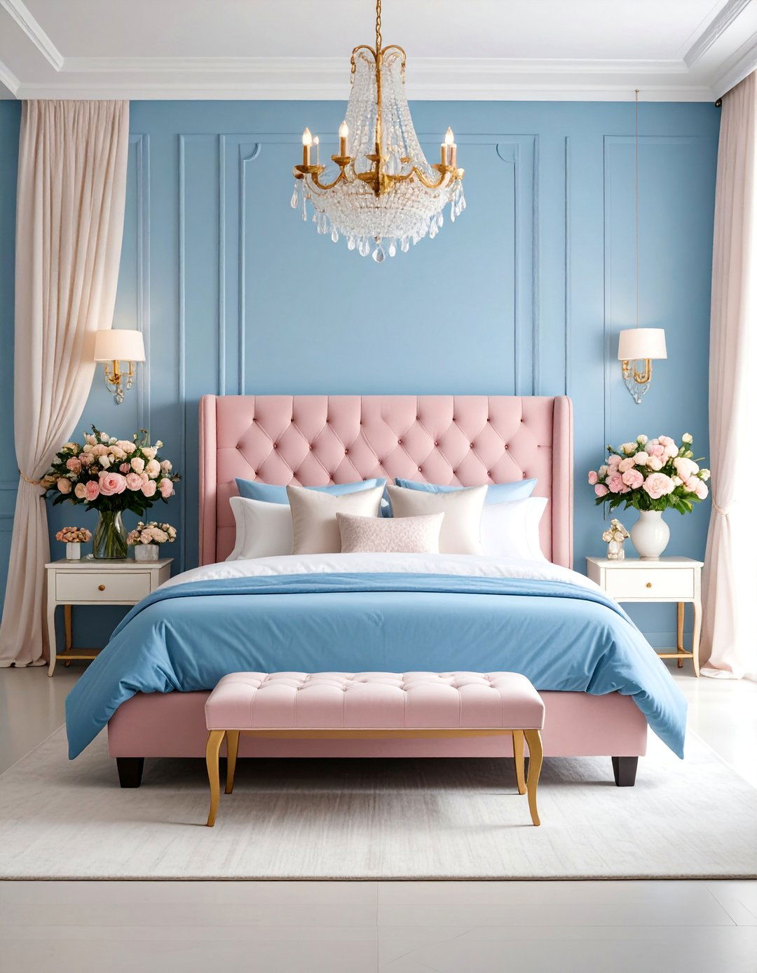 Sky Blue and Pink Romantic Retreat - 25 Sky Blue Bedroom Ideas
