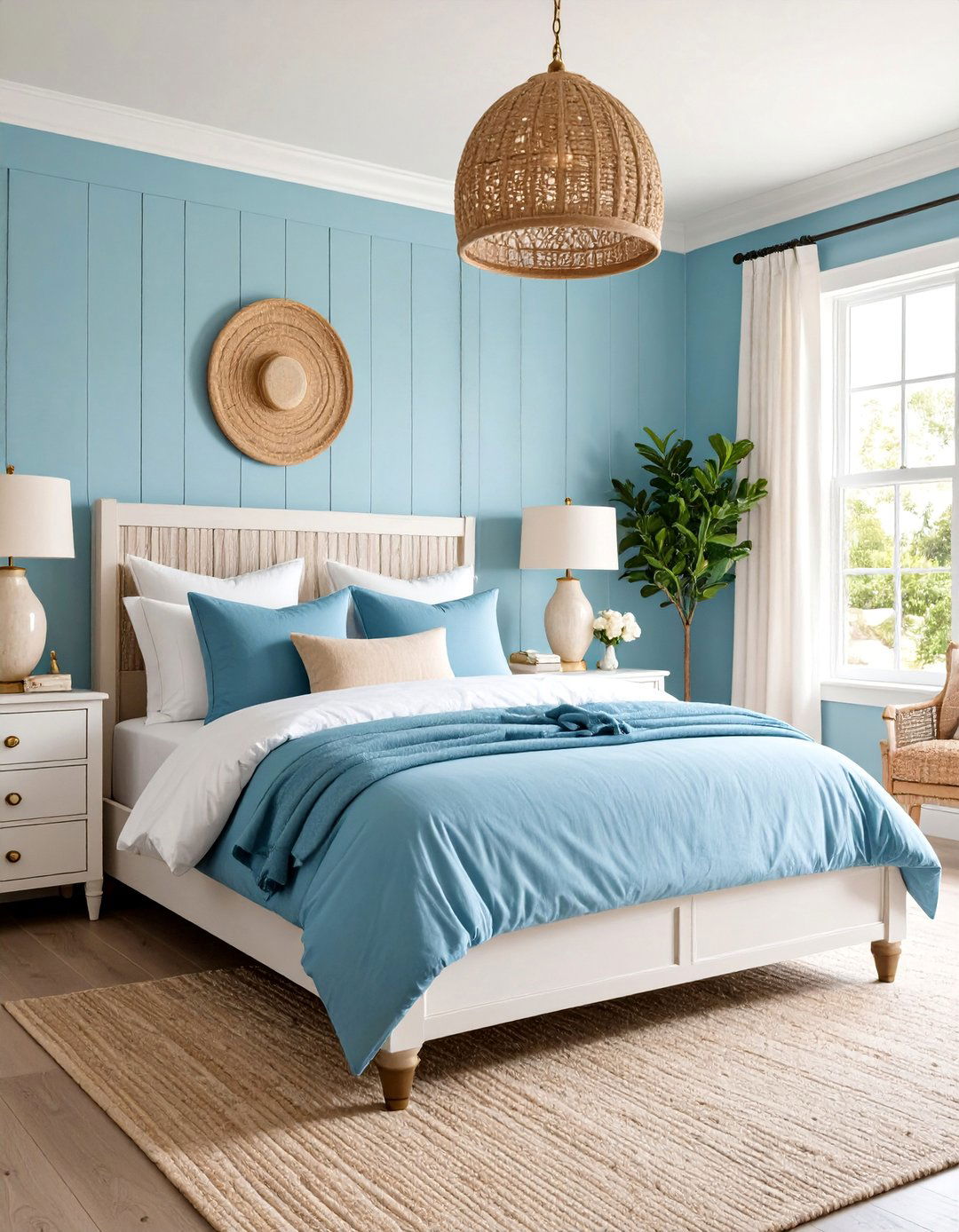 Sky Blue and White Hamptons Style - 25 Sky Blue Bedroom Ideas