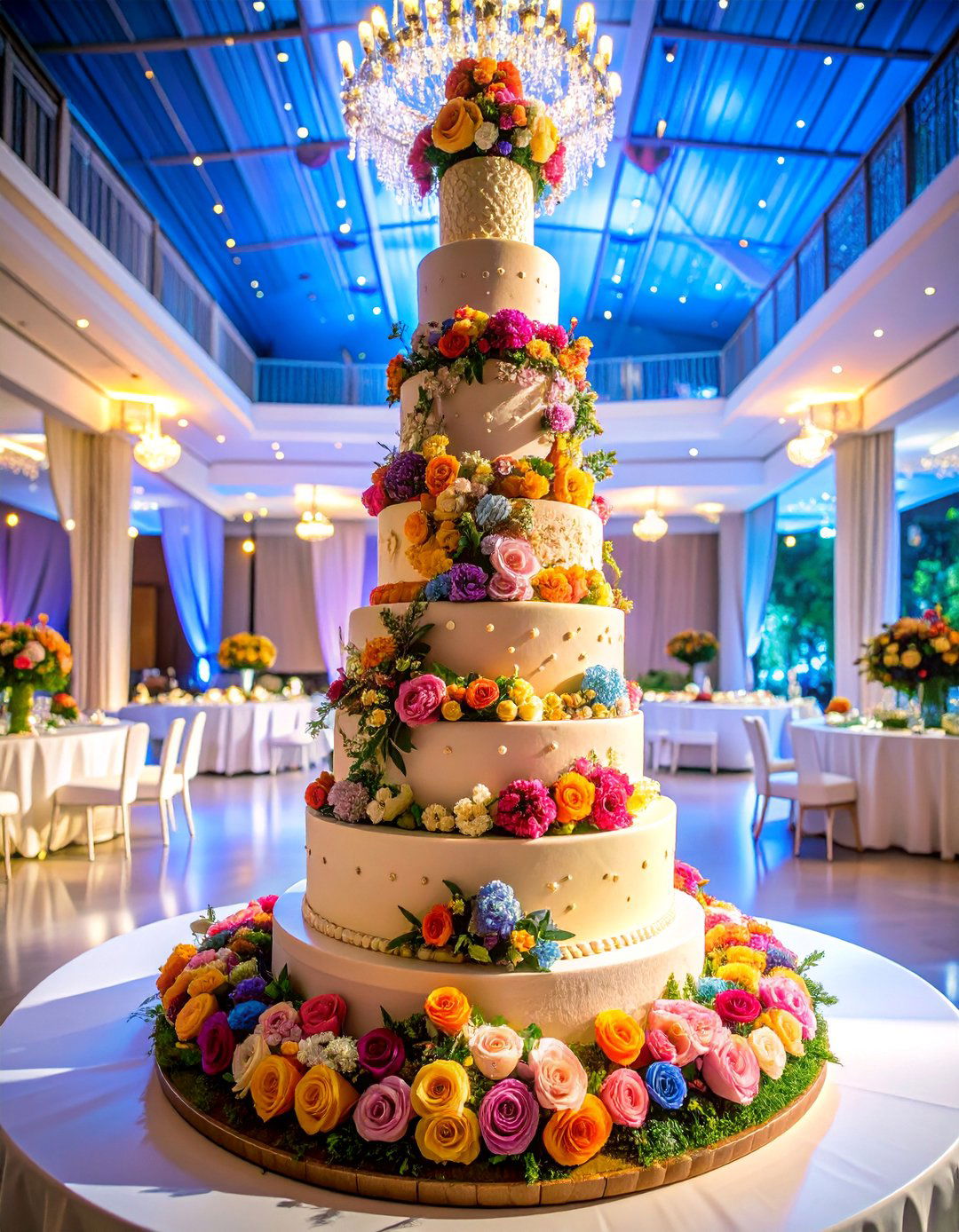 Sky High Towering Wedding Cake with Multiple Tiers - 25 Wedding Cake Ideas