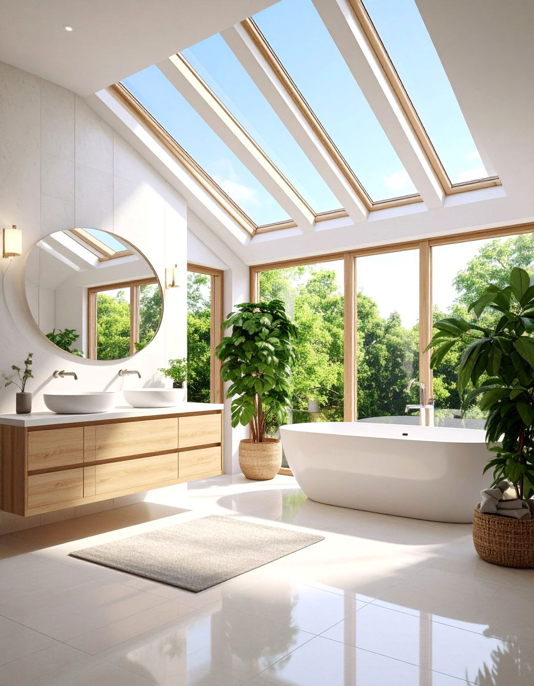 Skylight Bathroom with Maximum Natural Light - 25 Scandinavian Bathroom Ideas