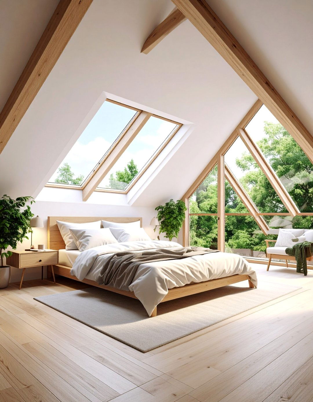 Skylight Haven Attic Bedroom with Natural Light Focus - 25 Attic Bedroom Ideas