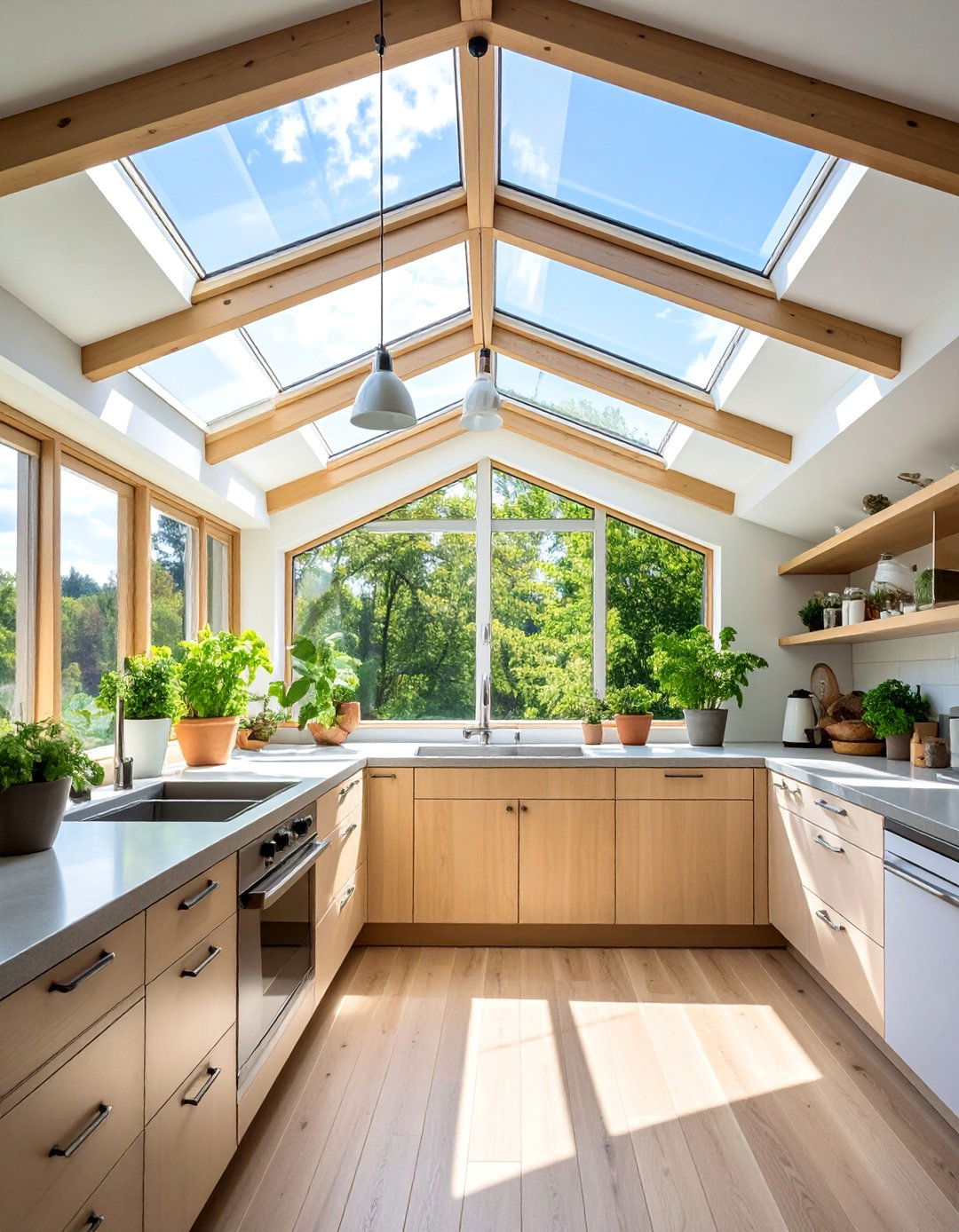Skylight Natural Illumination - 25 Kitchen Window Ideas Over Sink