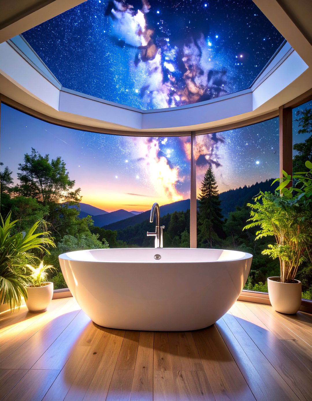 Skylighted Drop In Tub with Natural Illumination - 25 Drop in Tub Ideas