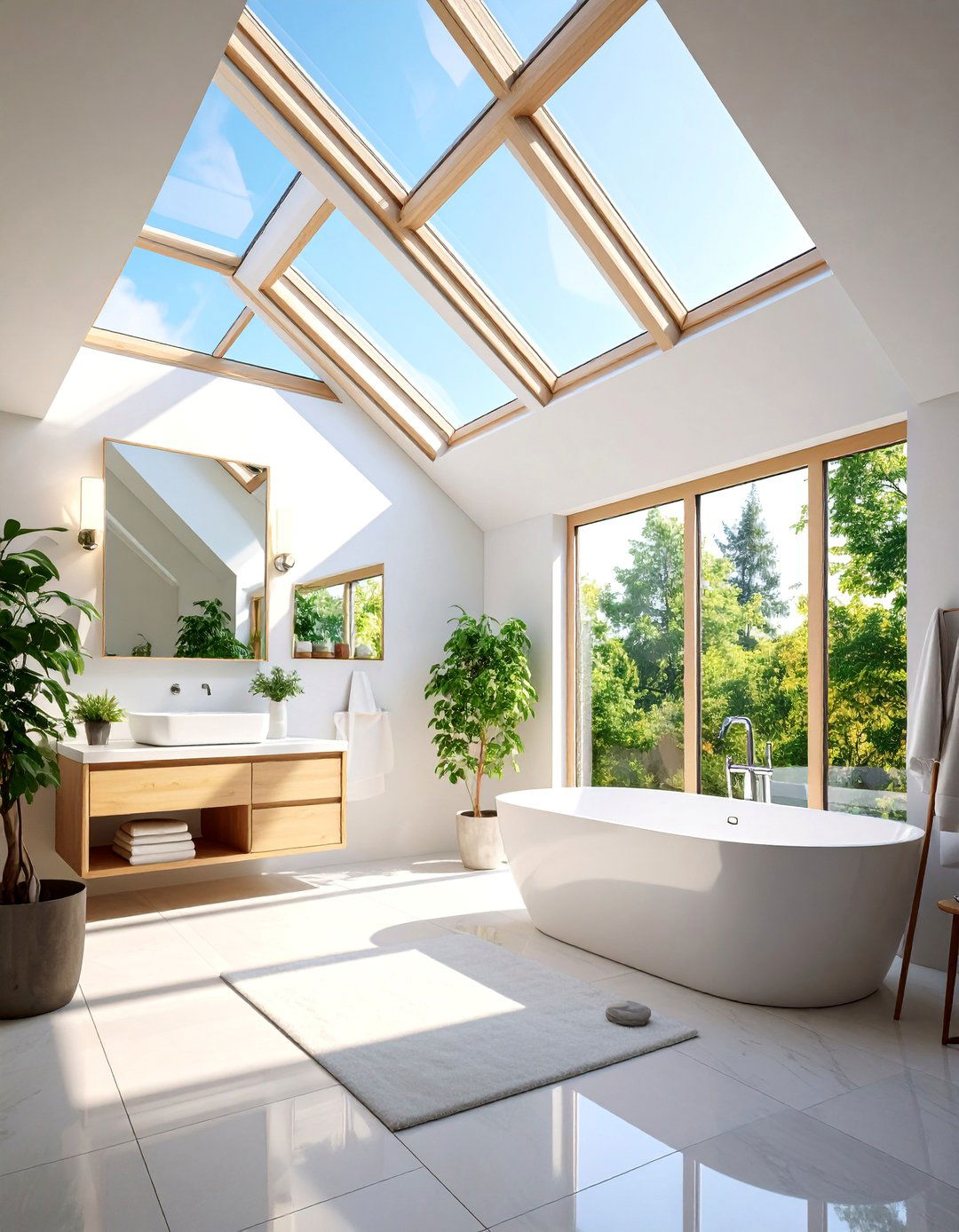 Skylighted Natural Light Haven - 25 Minimalist Bathroom Ideas