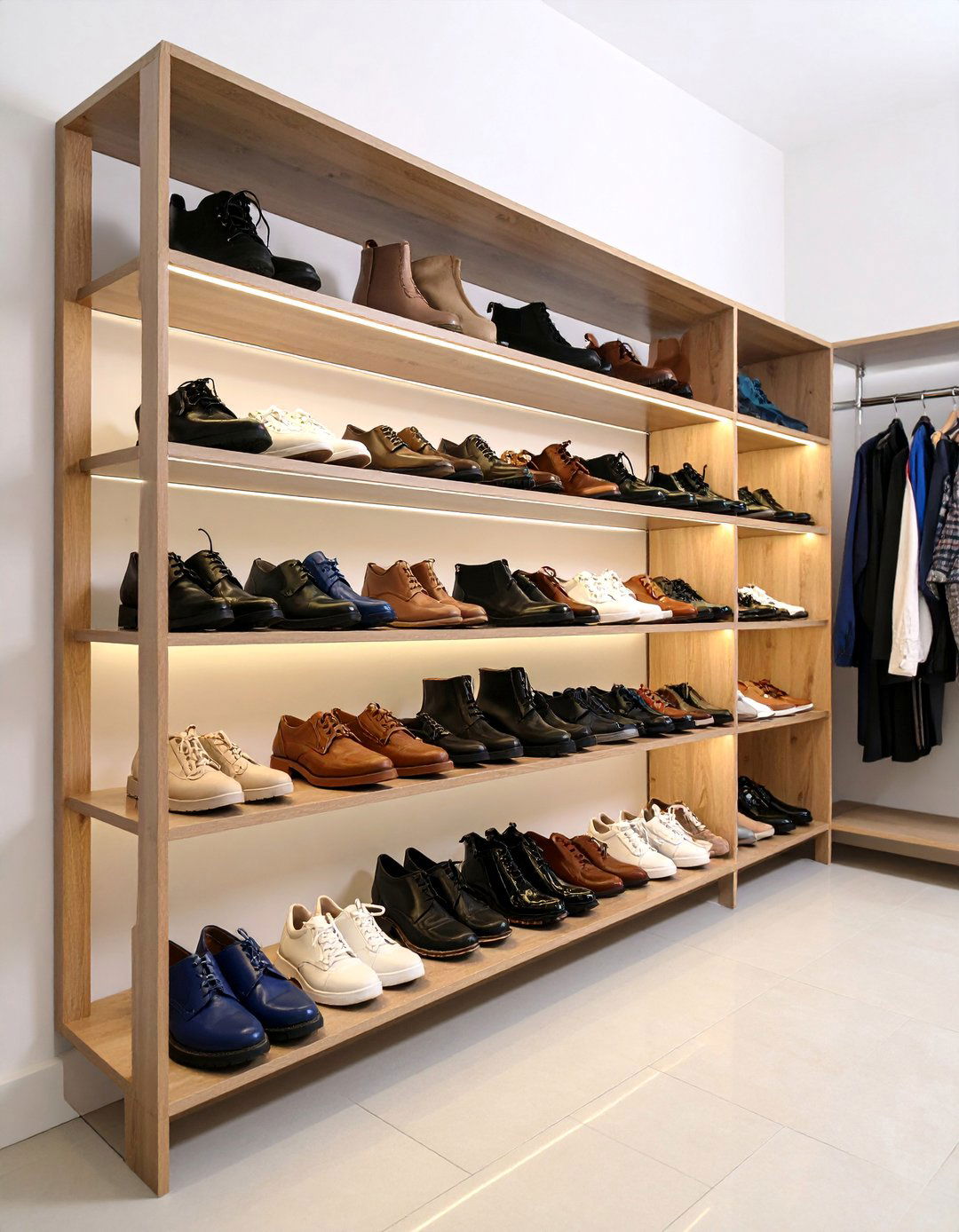 Slanted Closet Shelving for Shoe Display - 25 Closet Shelving Ideas