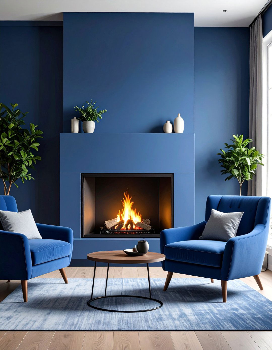 Slate Blue Fireplace with Sophisticated Calm - 25 Fireplace Paint Ideas