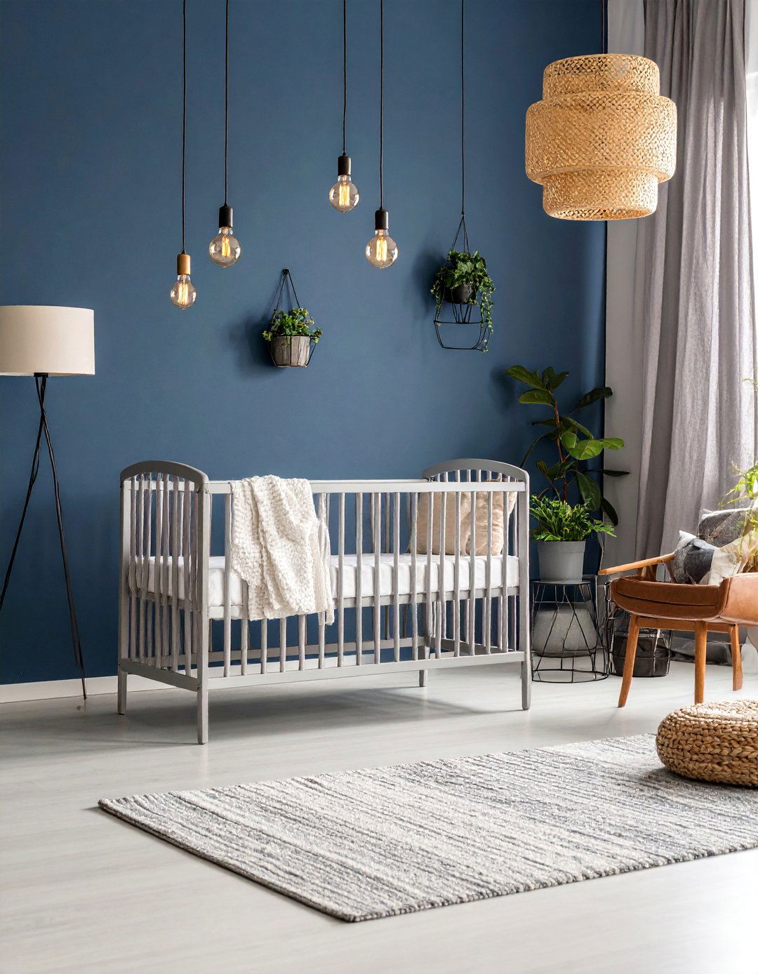 Slate Blue Industrial Nursery with Metal Accents - 25 Blue Nursery Ideas