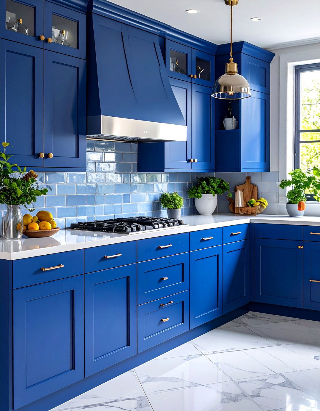 Slate Blue Kitchen Cabinets with White Countertops - 25 Kitchen Cabinet Color Ideas