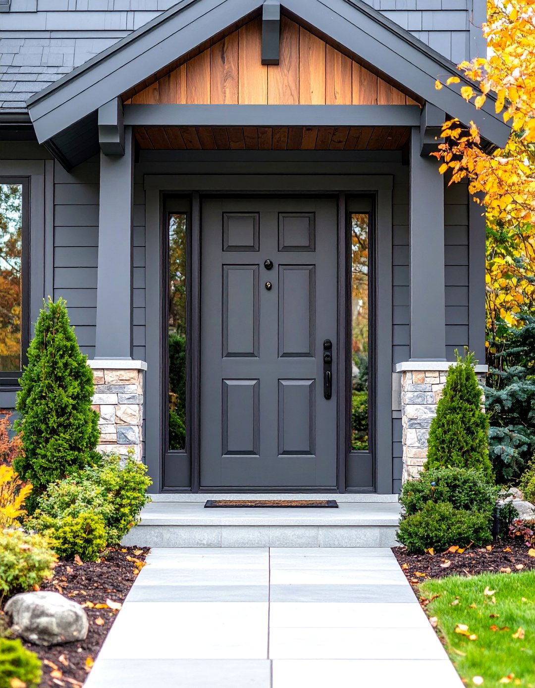 Slate Gray Natural Door - 25 Cedar Front Door Colors Ideas