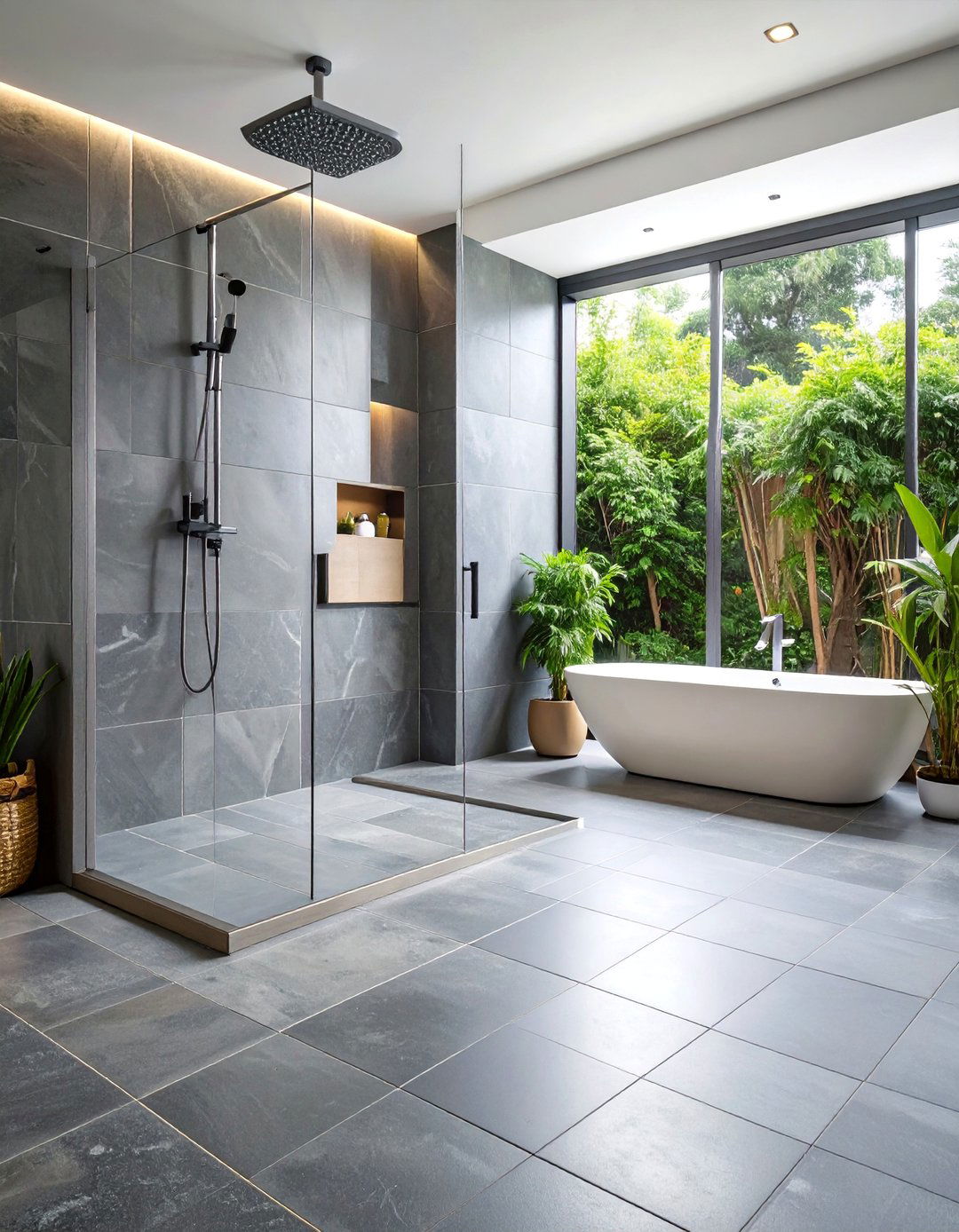 Slate Gray Shower Floor Tiles - 25 Shower Floor Tile Ideas
