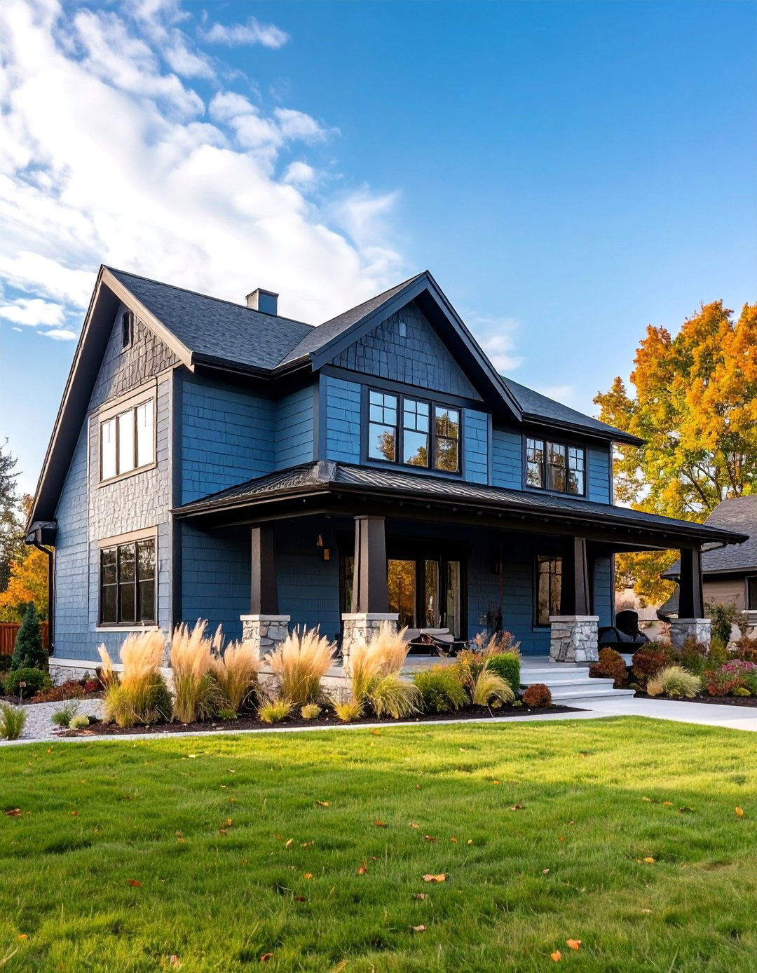 Slate Grey Prairie with Black Horizontal Emphasis - 25 Grey House With Black Trim