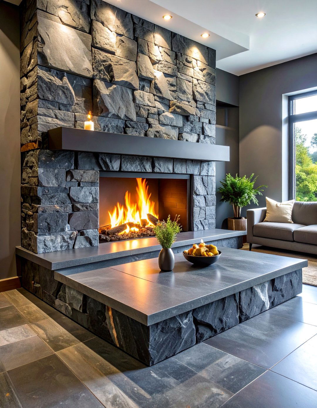 Slate Hearth and Surround with Natural Cleft - 25 Craftsman-style Fireplace Ideas