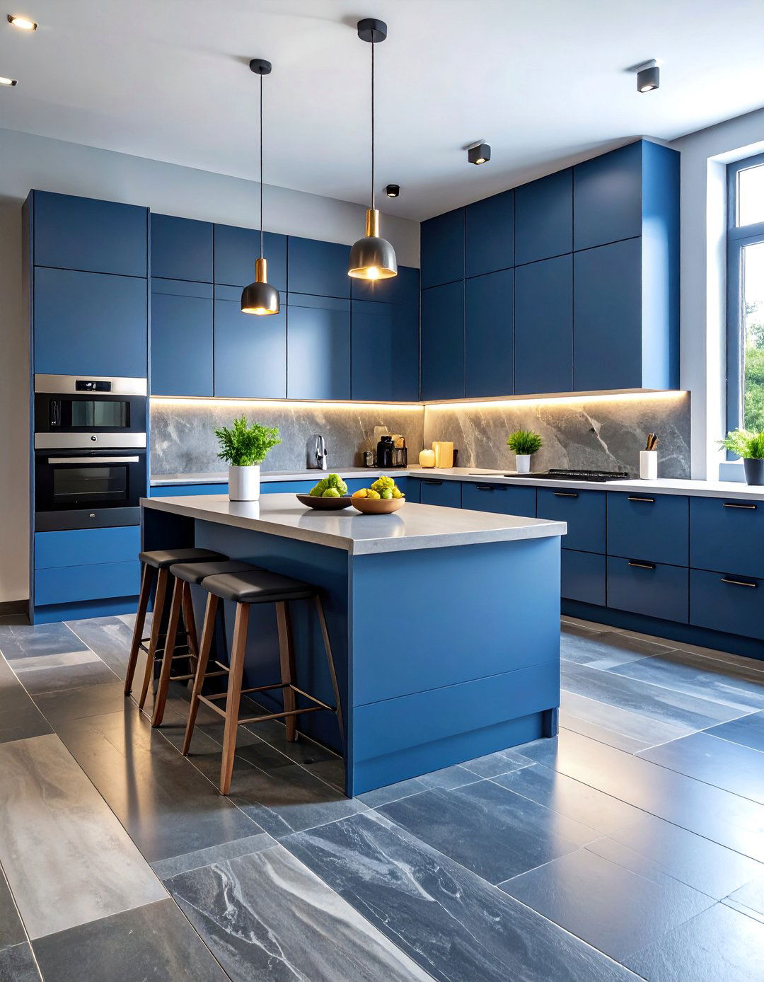 Slate Look Vinyl Kitchen Floor with Natural Texture - 25 Kitchen Floor Ideas